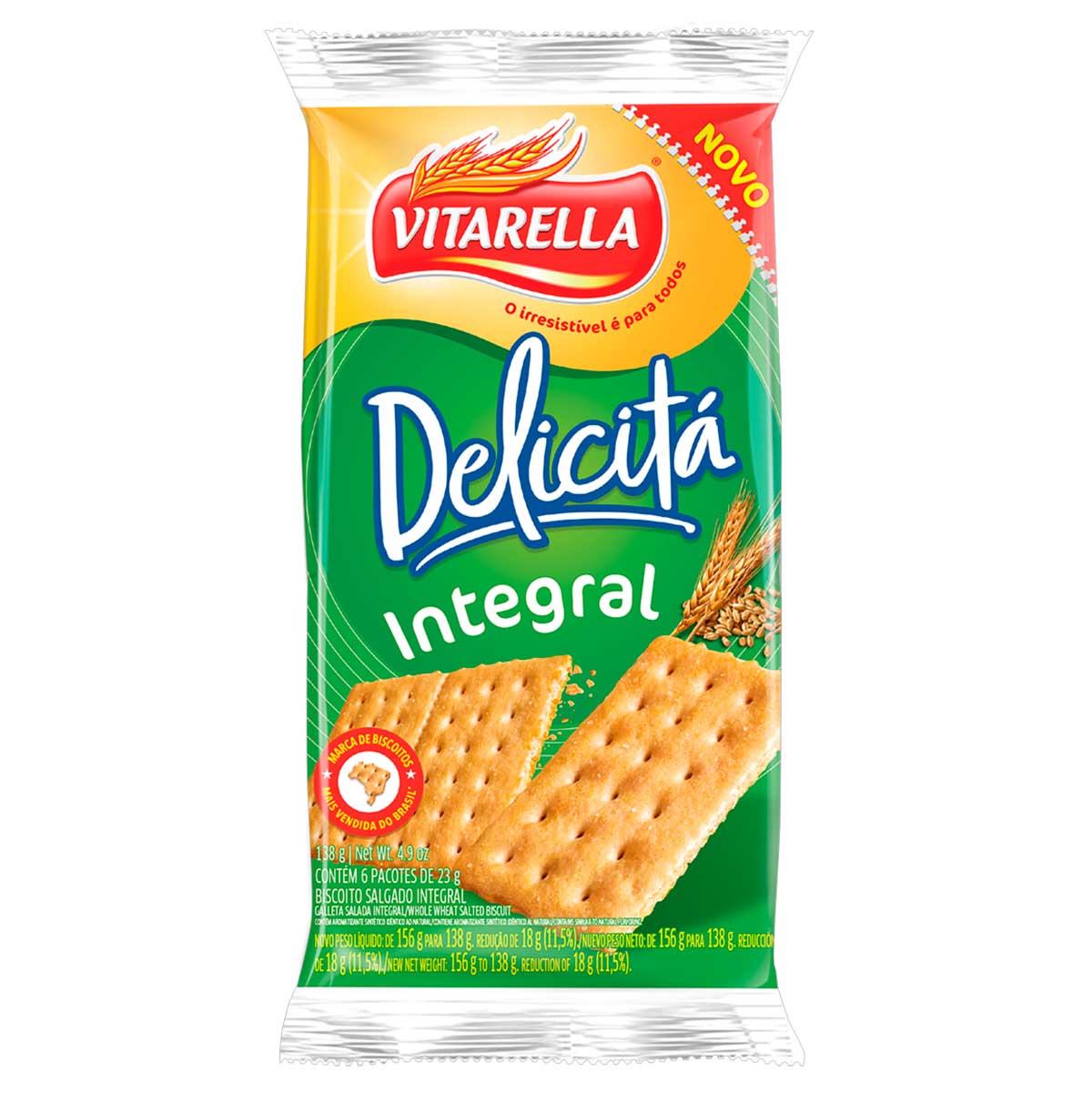 Pack Biscoito Integral Vitarella Delicitá 138g 6 Unidades