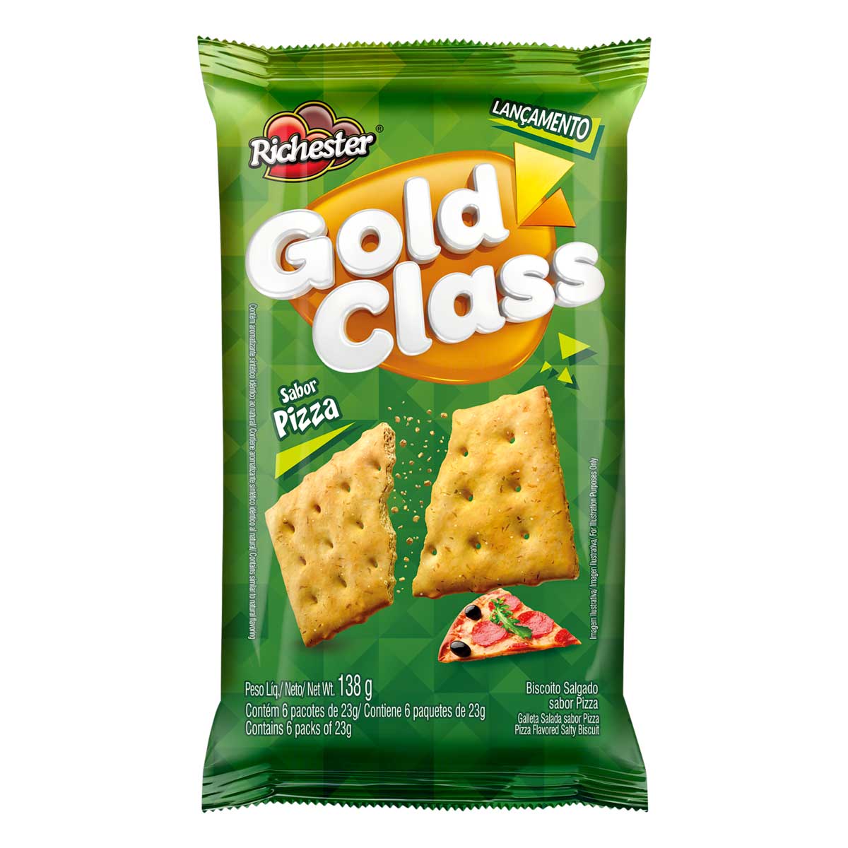Pack Biscoito Pizza Richester Gold Class 138g 6 Unidades