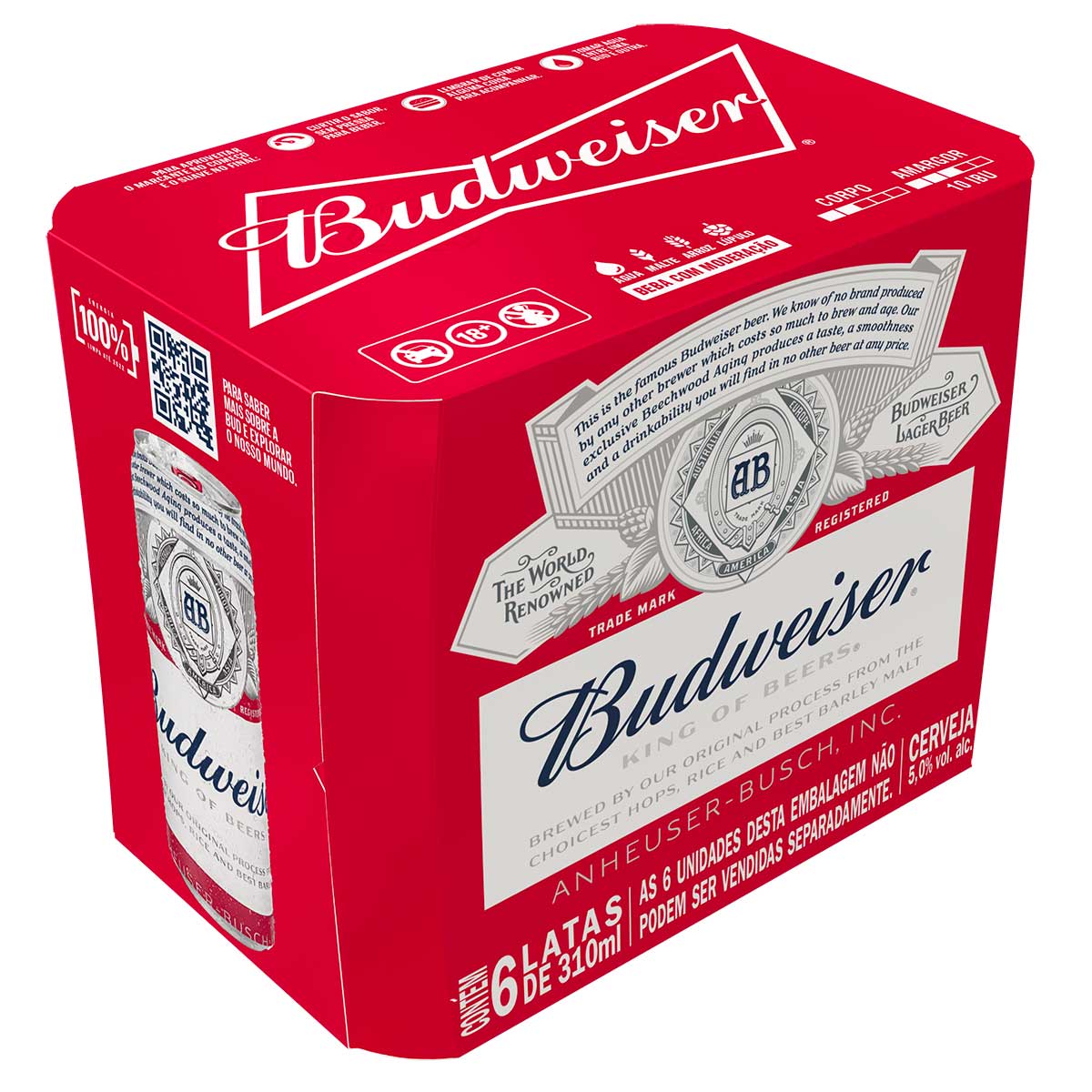 Pack Cerveja Budweiser Pilsen Lata 310ml 6 Unidades