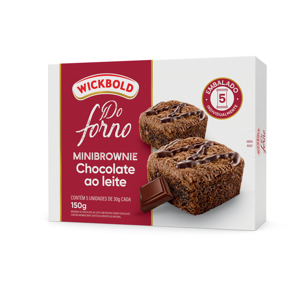 Pack Minibrownie Chocolate Ao Leite Recheio Chocolate Wickbold Do Forno 150 g 5 Unidades