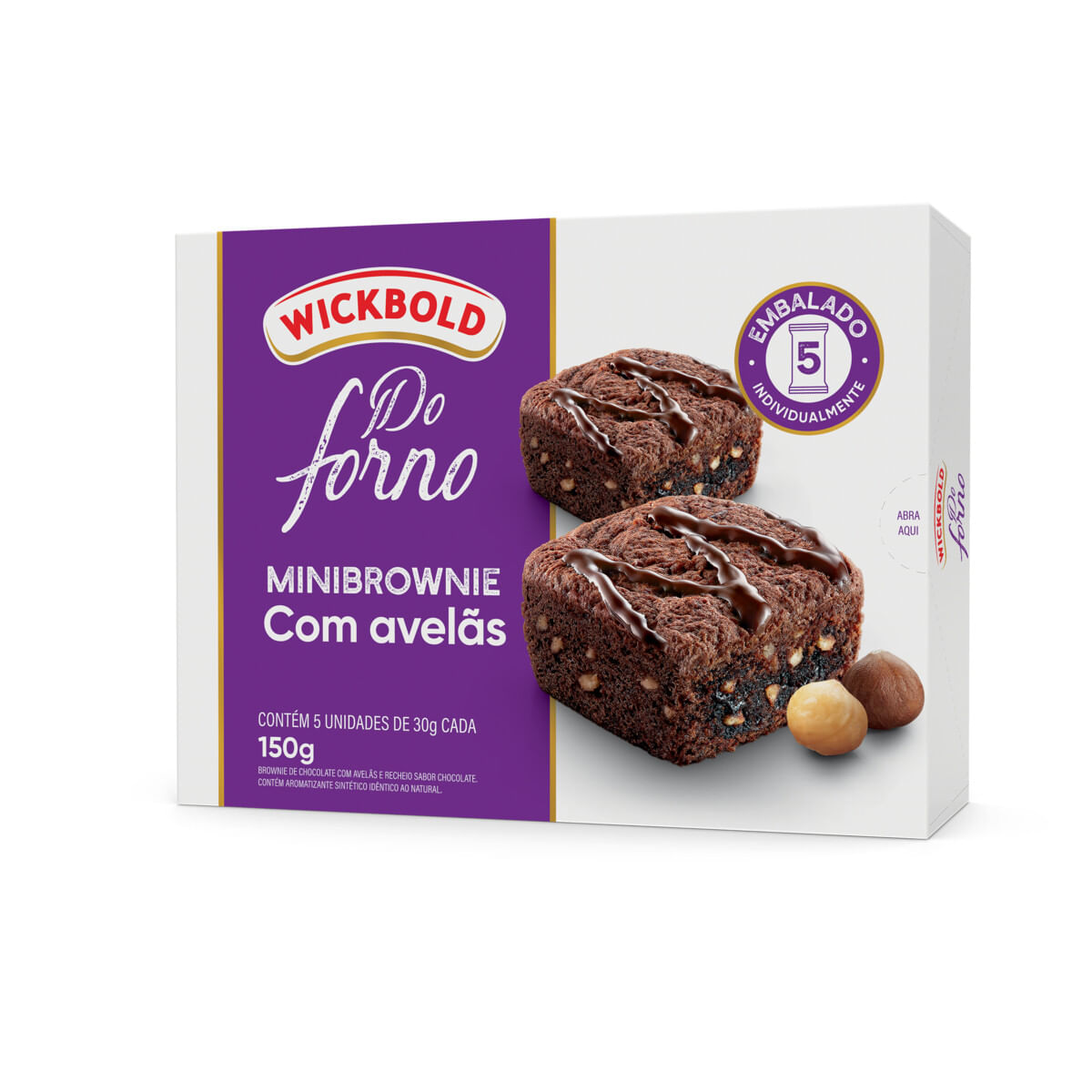 Pack Minibrownie Chocolate Com Avelãs Recheio Chocolate Wickbold Do Forno 150 g 5 Unidades