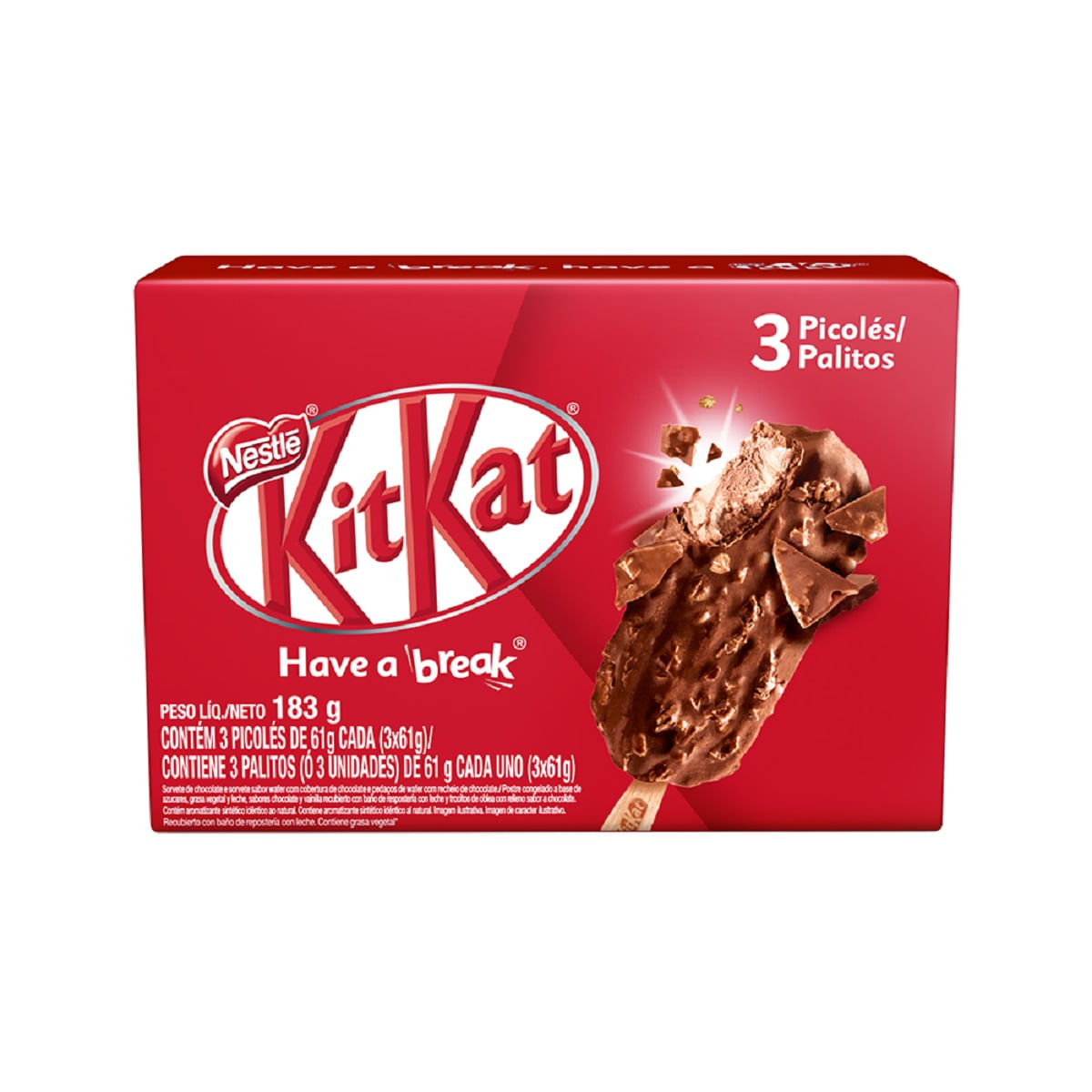 Pack Picolé Kitkat Nestlé Caixa 183 g 3 Unidades