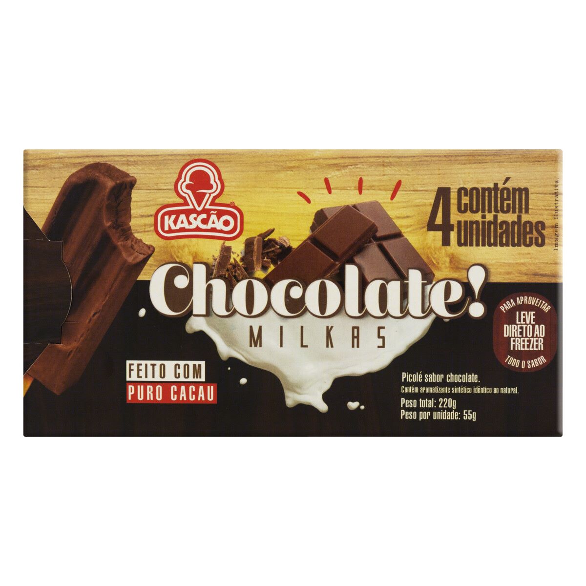 Picolé Chocolate Kascão Milkas 220 g