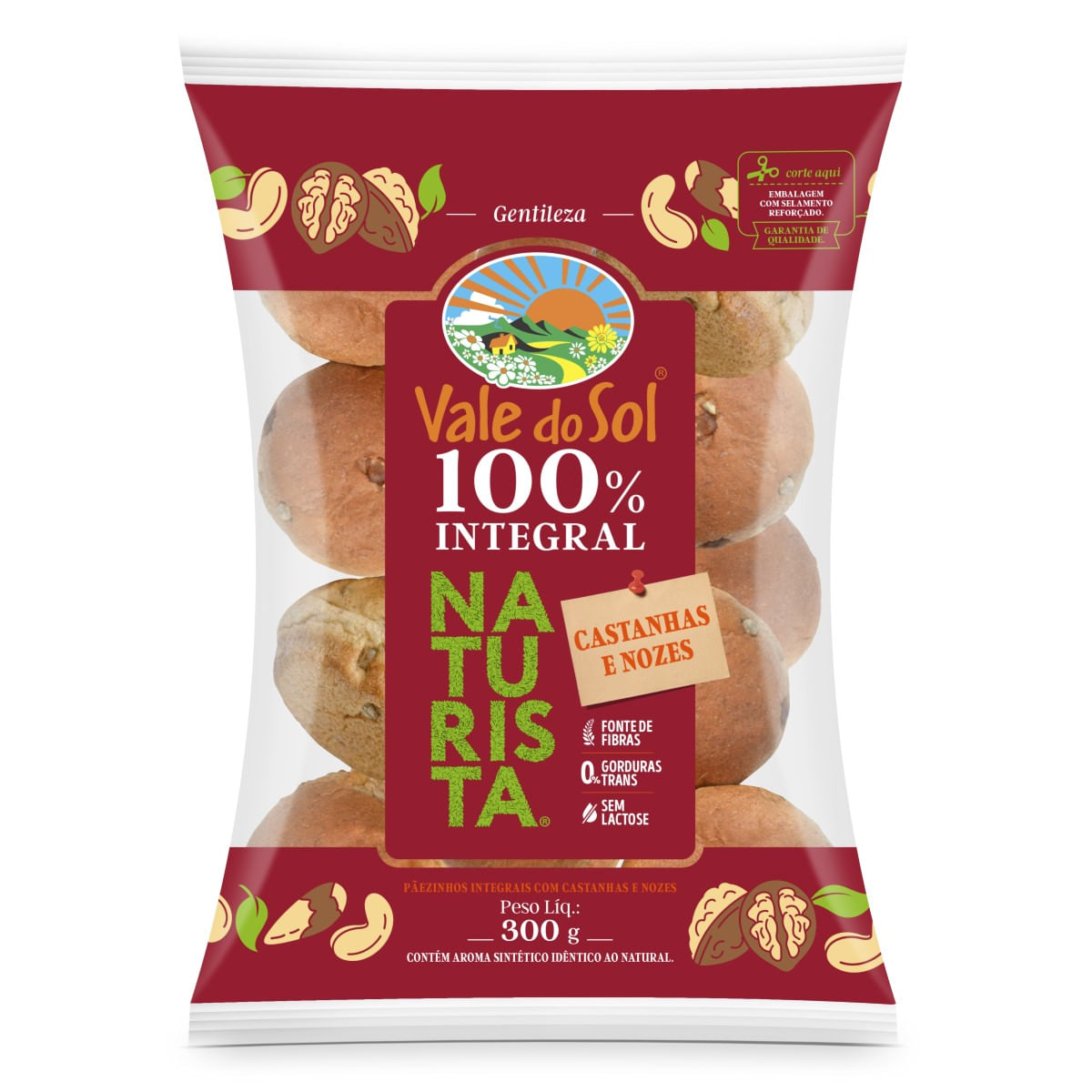 Pãezinhos Integrais Castanhas e Nozes Vale do Sol 300 g