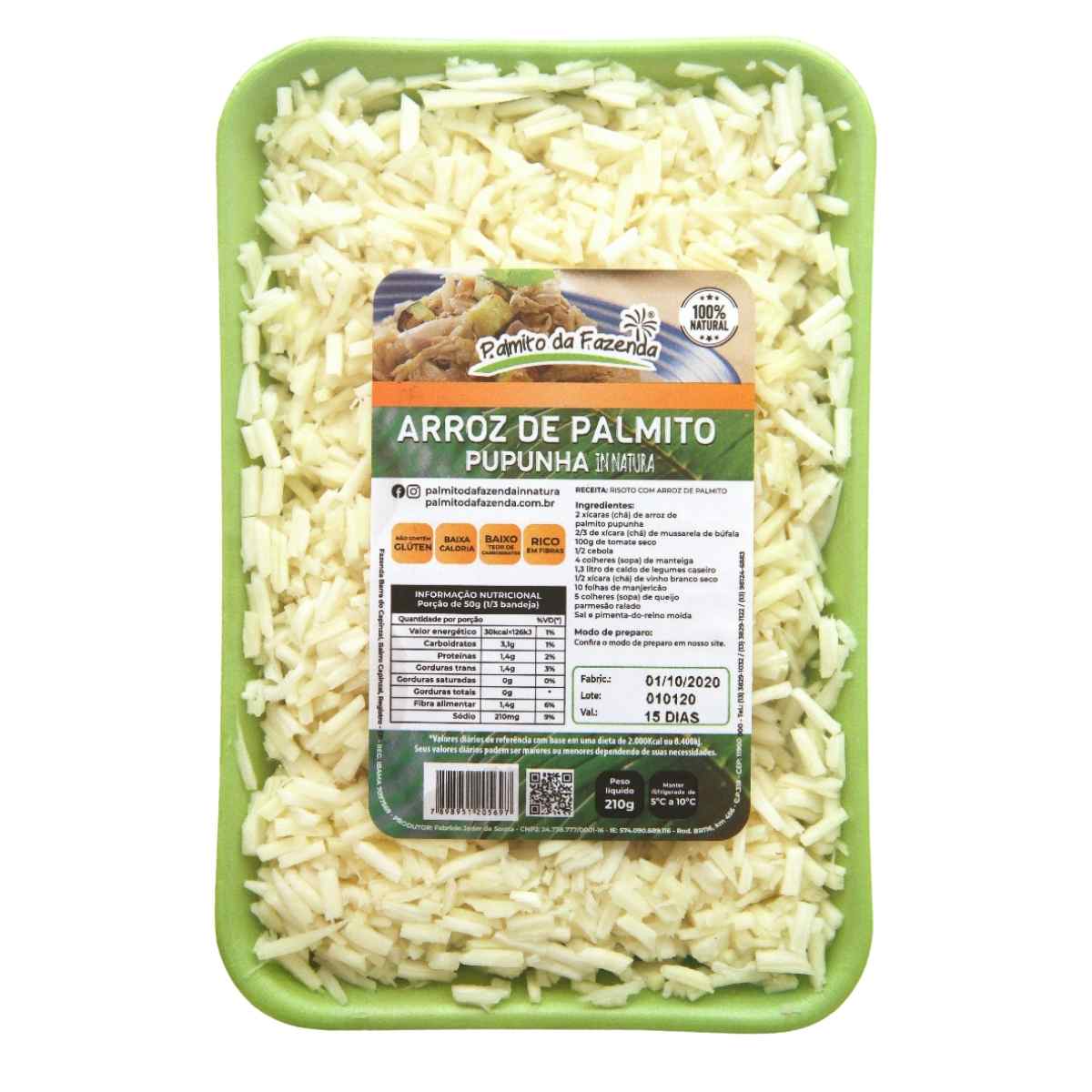 Palmito Pupunha In Natura Arroz Palmito da Fazenda 210 g