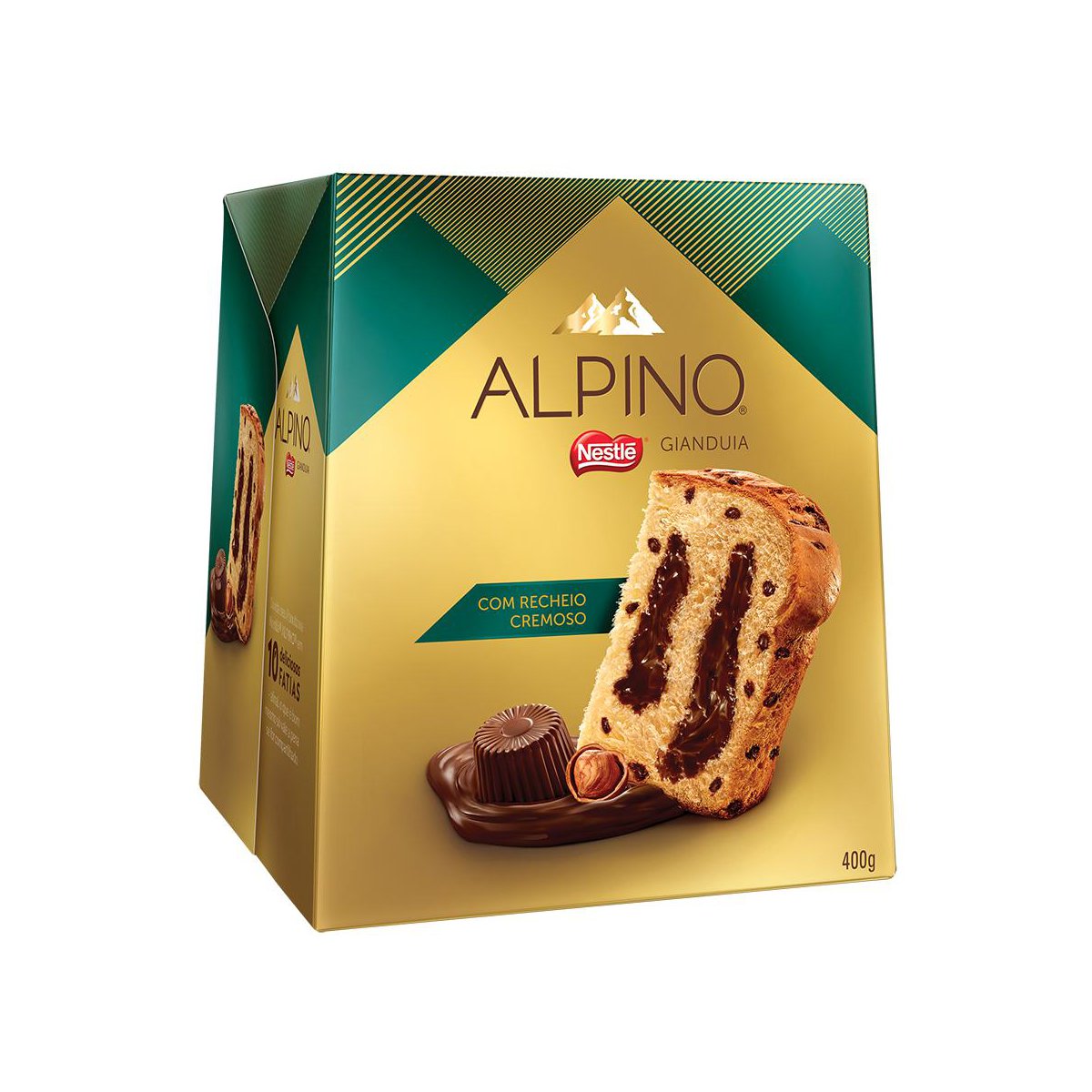 Panetone com Gotas de Chocolate Alpino Gianduia Nestlé 400 g