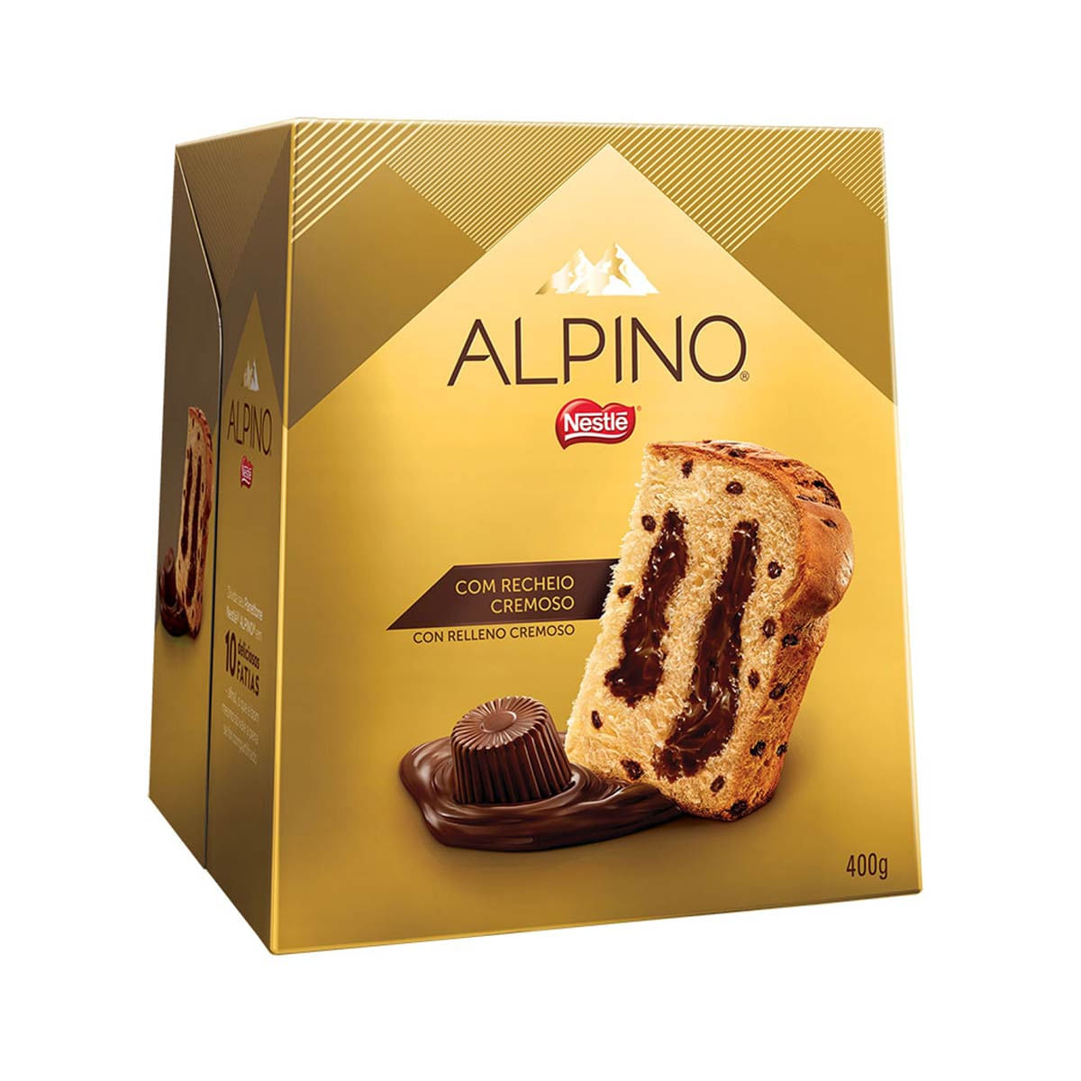 Panetone com Gotas de Chocolate Cremoso Alpino Nestlé 400g