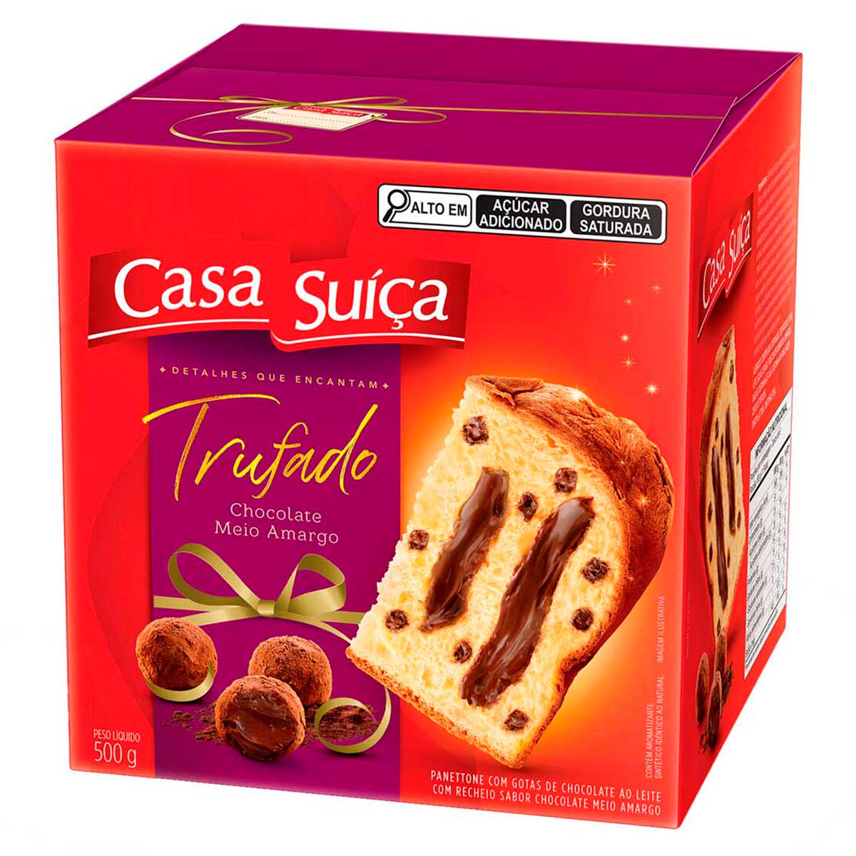 Panetone com Gotas de Chocolate Trufado Casa Suíça 550g