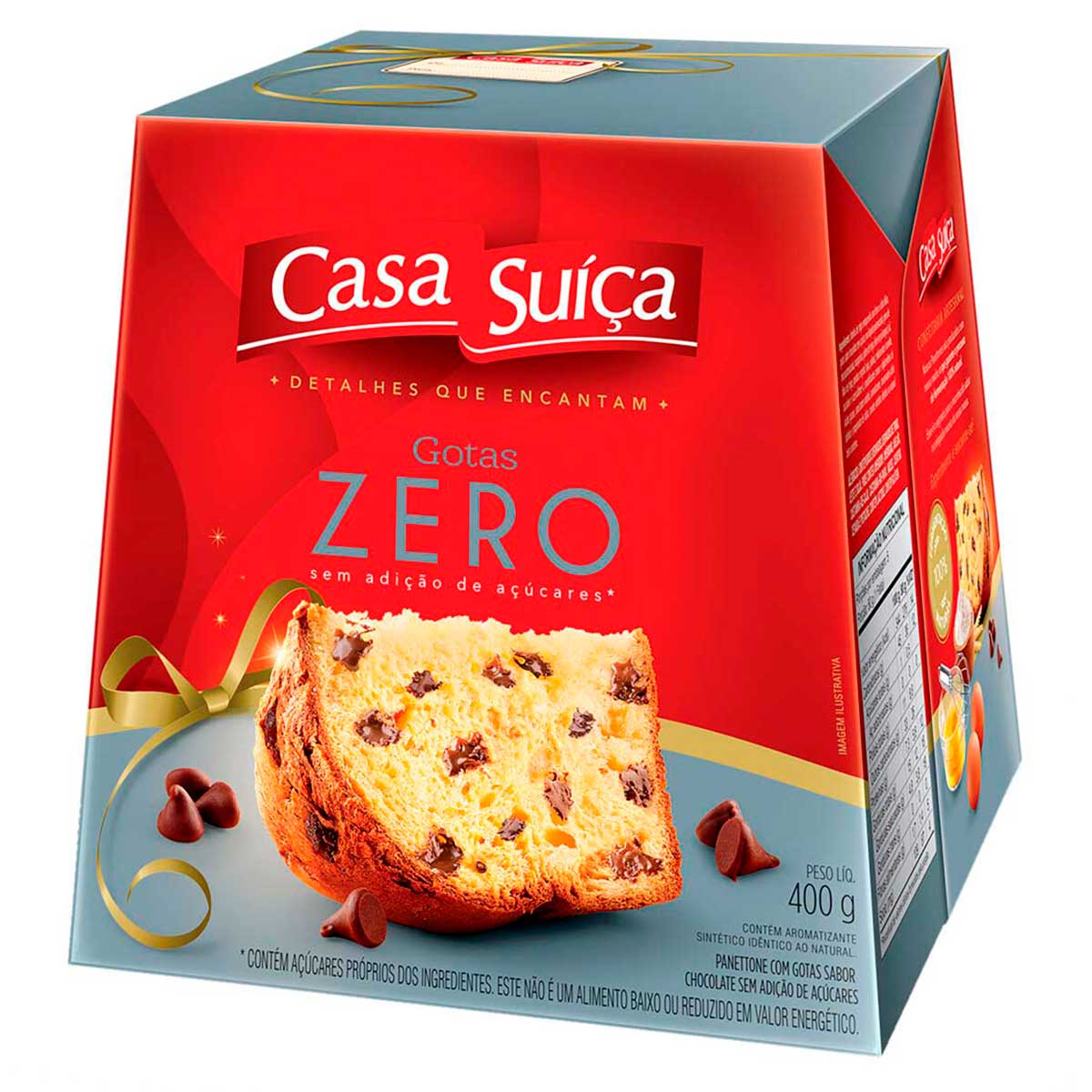 Panetone com Gotas de Chocolate Zero Casa Suíça 400g