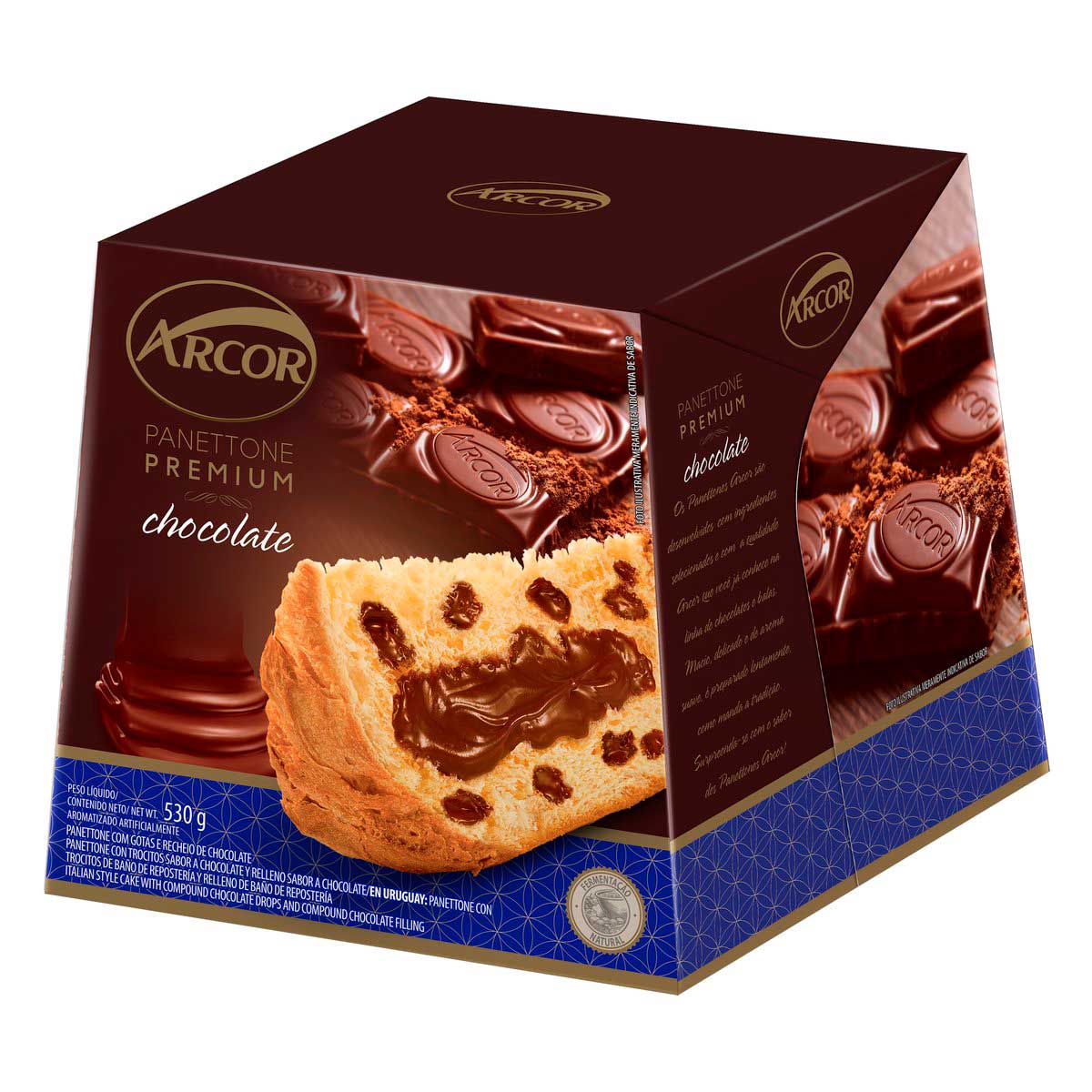 Panetone com Gotas e Recheio de Chocolate Arcor Premium 530 g