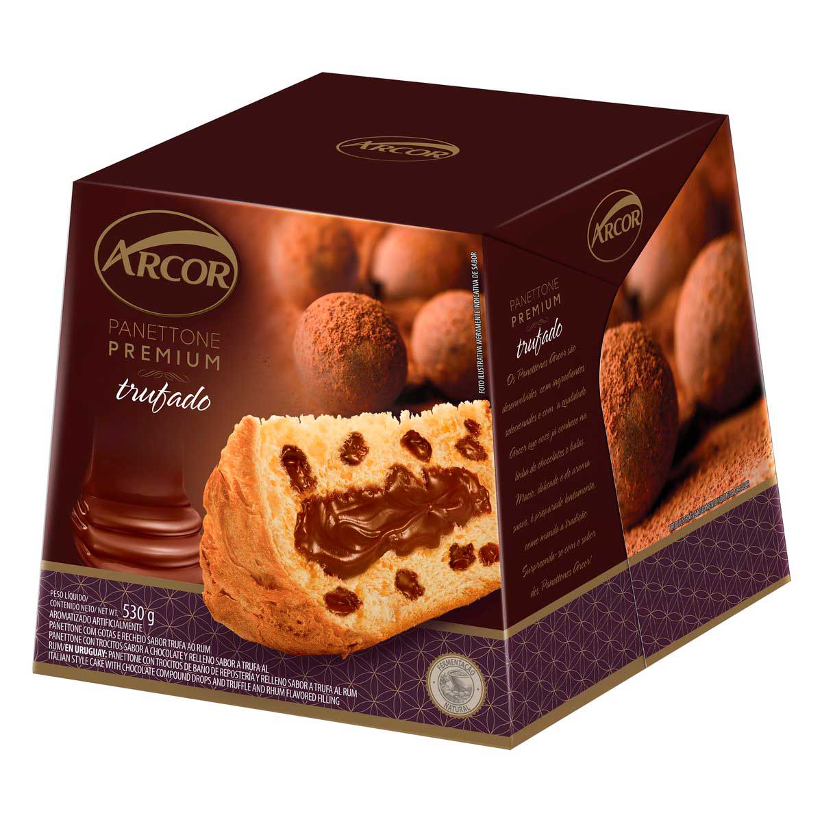 Panetone com Gotas e Recheio de Chocolate Trufado Arcor 530 g