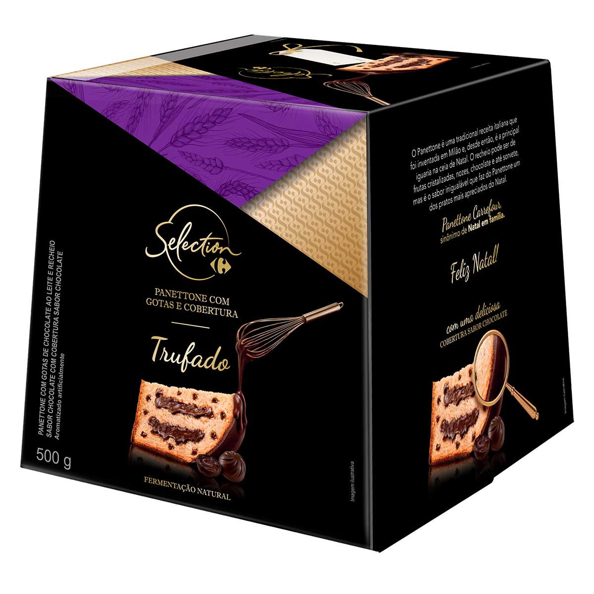 Panetone com Gotas e Cobertura de Chocolate Trufado Carrefour Selection 500g