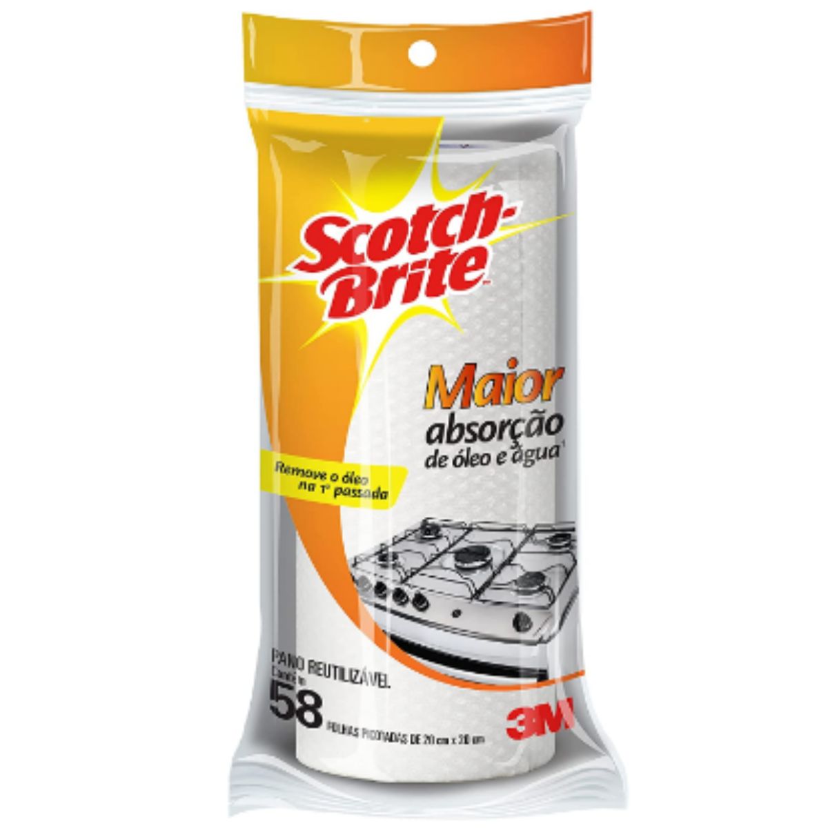 Pano Reutilizável Scotch Brite 20x20cm 58 Folhas Branco