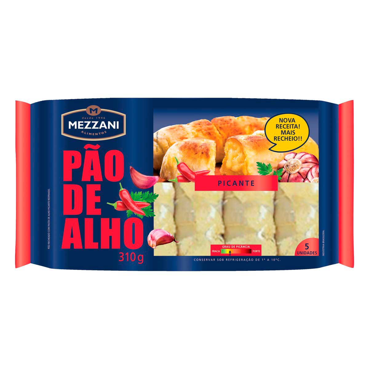 Pão de Alho Picante Resfriado Mezzani Bandeja 310 g