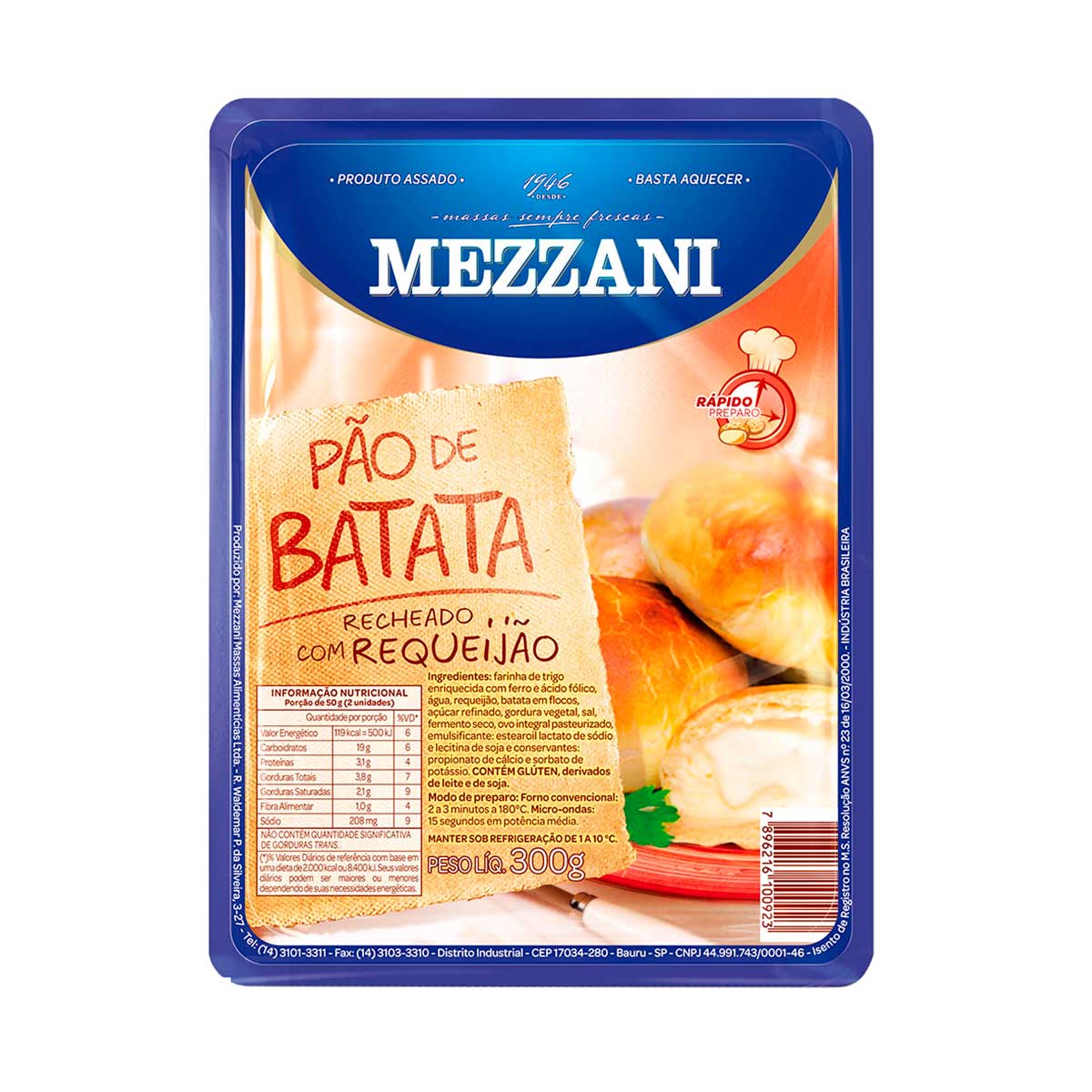 Pão de Batata com Requeijão Mezzani 300 g