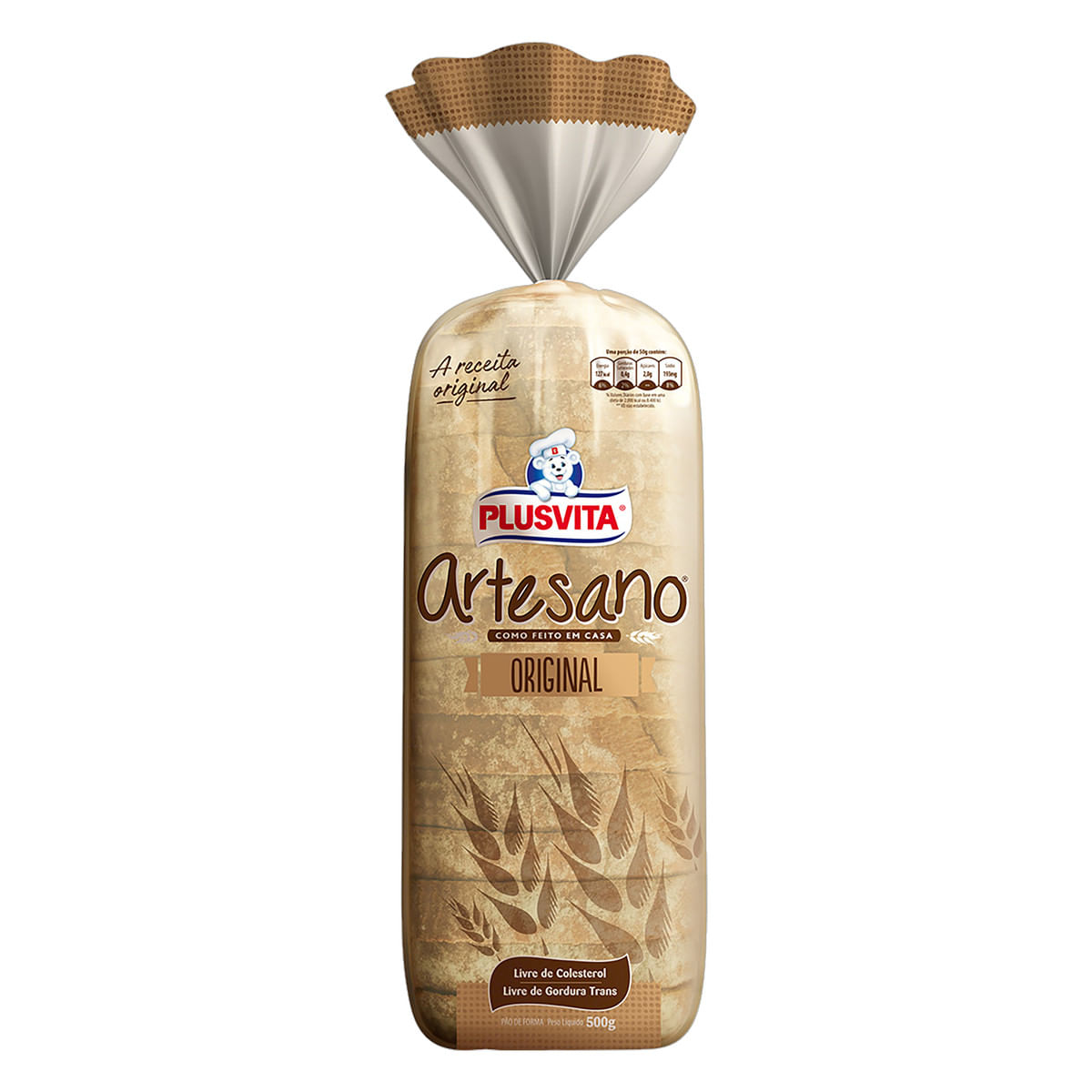 Pão de Forma Original Plusvita Artesano Pacote 500 g