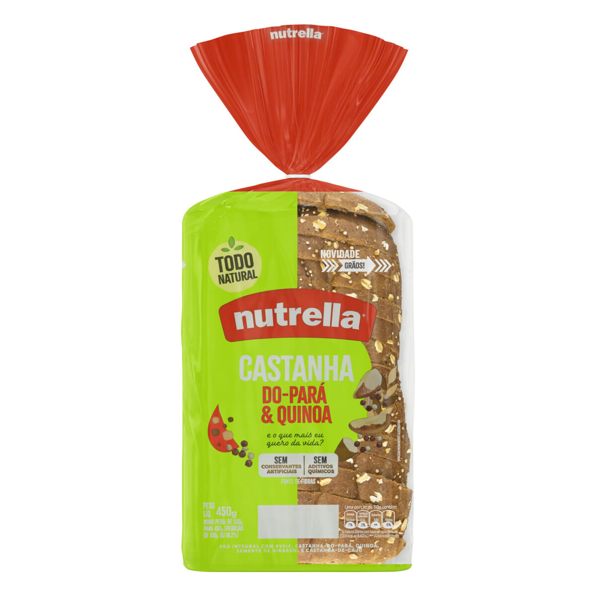 Pão Integral Castanha-do-Pará &amp; Quinoa Nutrella Pacote 450 g