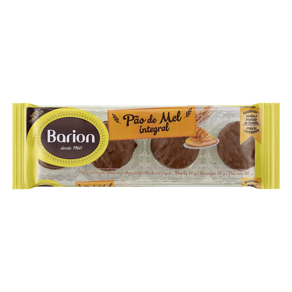 Pão de Mel Integral Barion Pacote 90 g