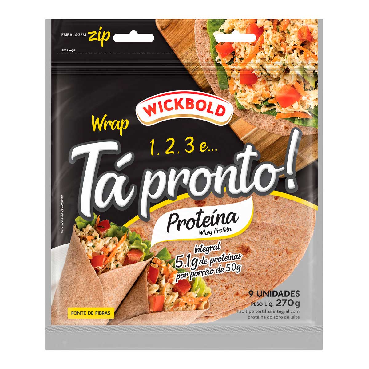 Pão Tortilha Integral Wickbold Tá Pronto! Proteína Pouch 270 g