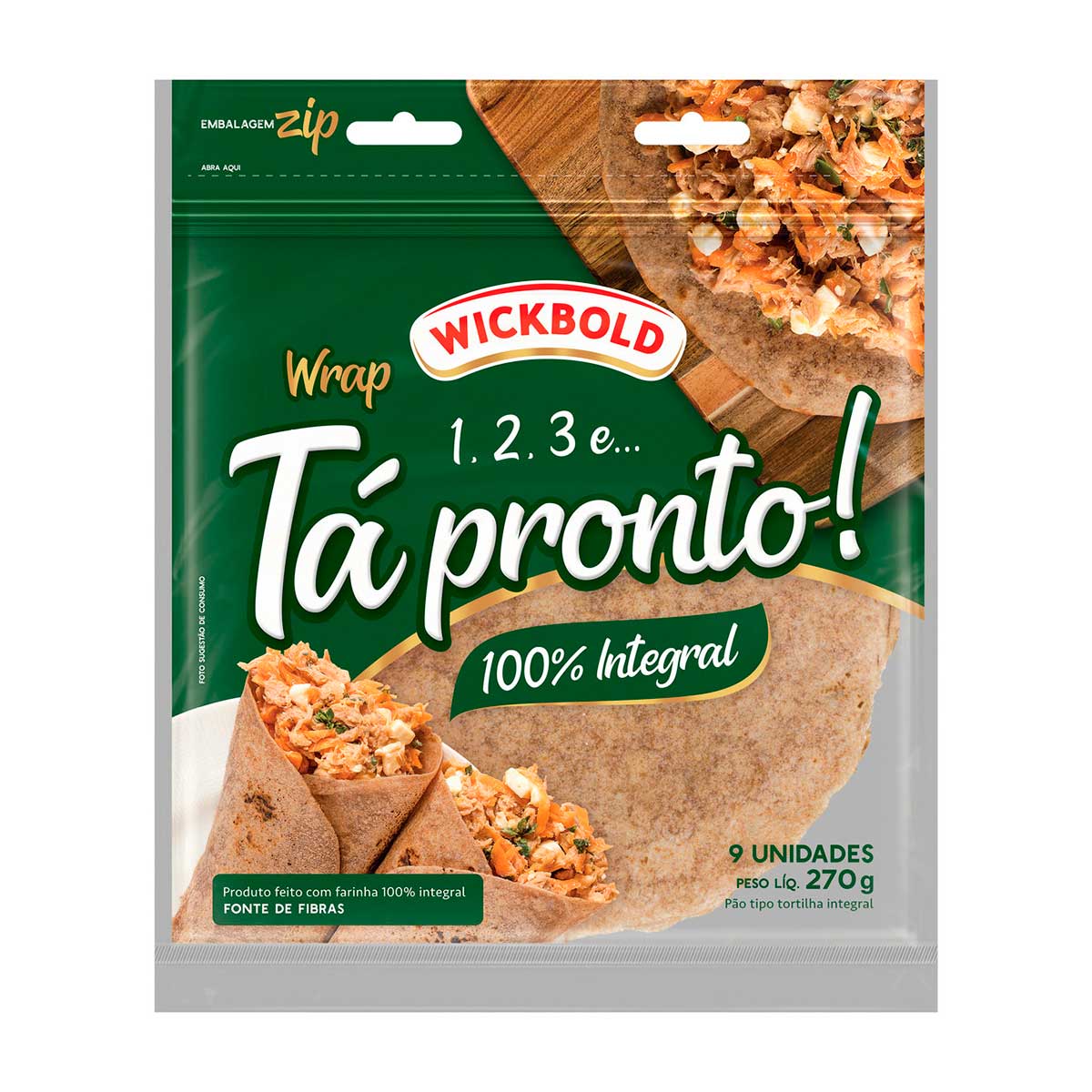 Pão Tortilha Wrap Integral Wickbold Tá Pronto! 9 Unidades 270 g