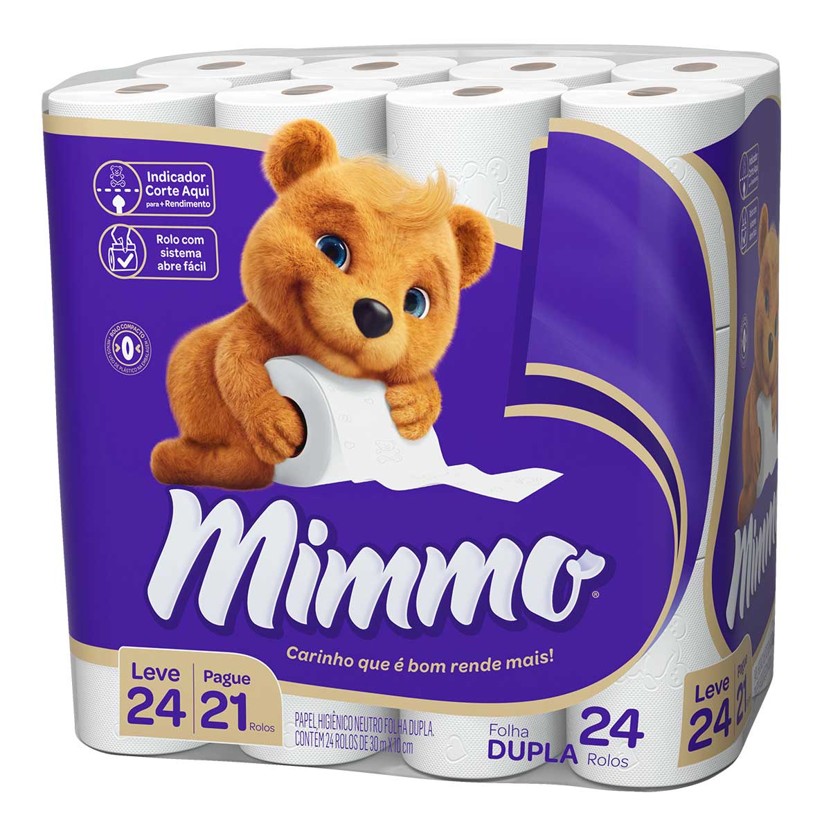 Papel Higiênico Mimmo Folha Dupla com 24 Rolos - Oferta Especial