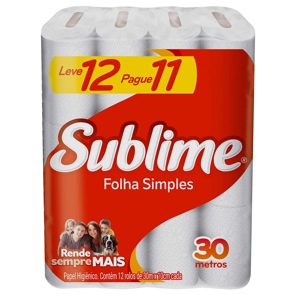 Papel Higiênico Folha Simples 30m Sublime Leve 12 Pague 11