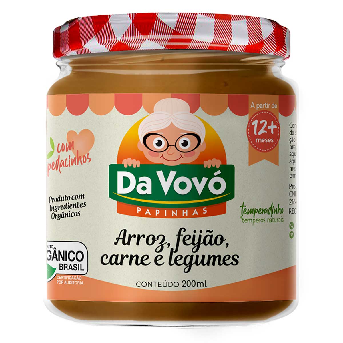 Papinha Sabor Arroz, Feijão, Carne e Legumes Da Vovó Papinhas 200ml