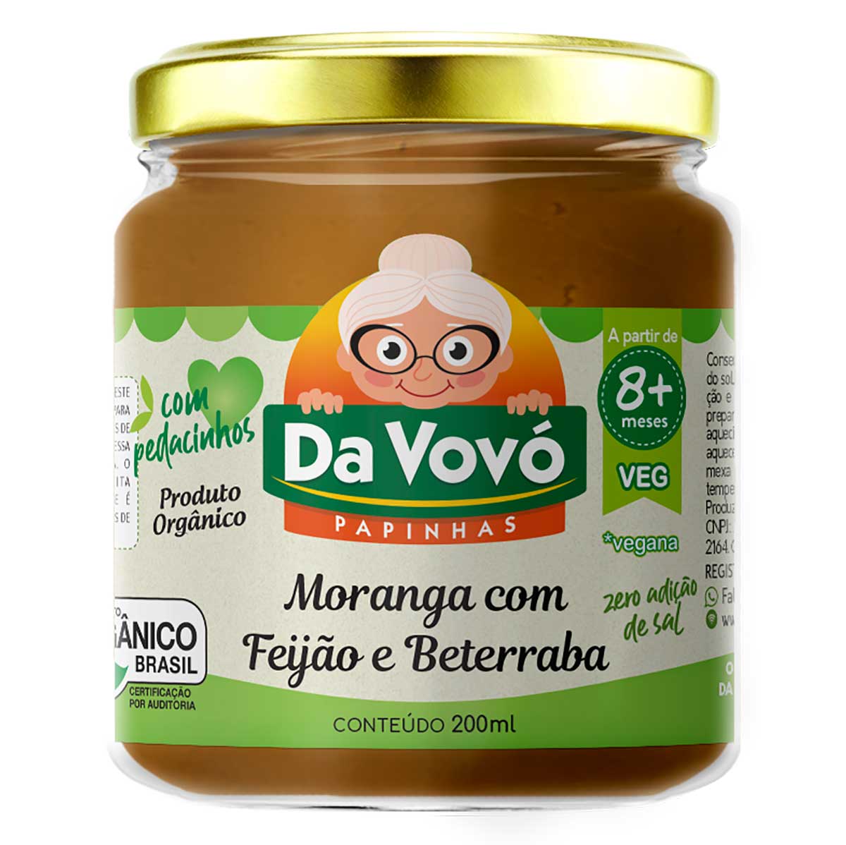 Papinha Sabor Moranga, Feijão e Beterraba Da Vovó Papinhas 200ml