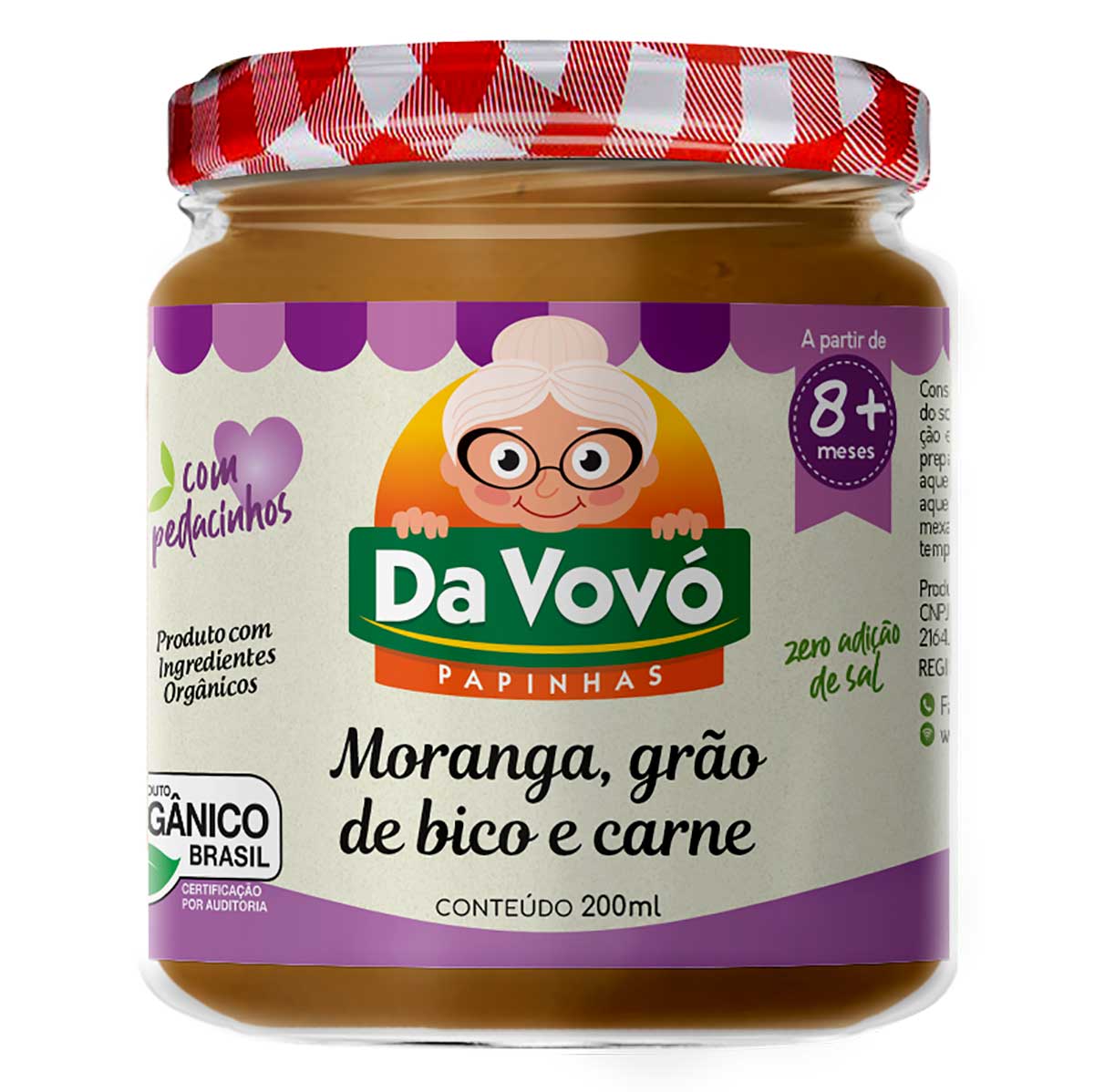 Papinha Sabor Moranga, Grão de Bico e Carne Da Vovó Papinhas 200ml