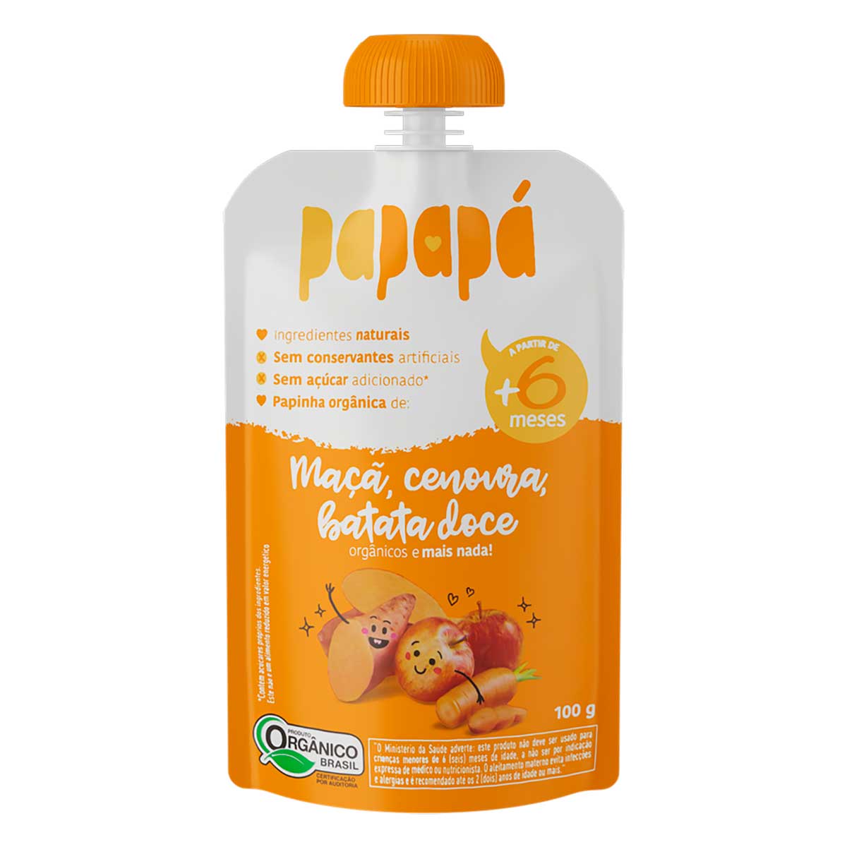 Papinha Orgânica Sabor Cenoura e Maçã Papapa 100g