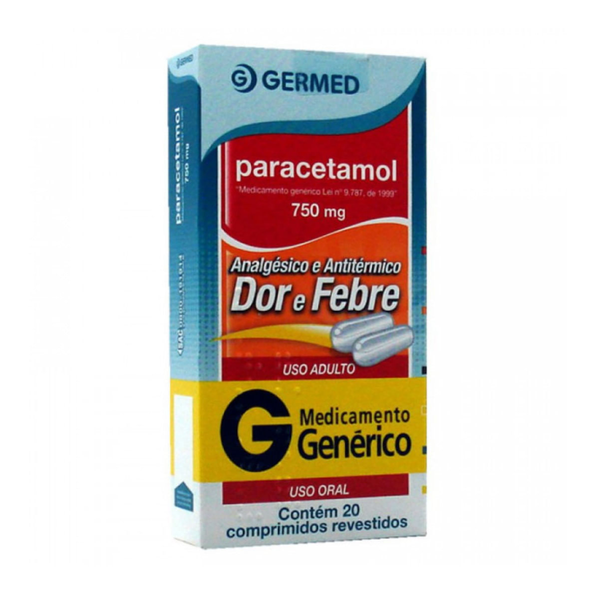 Paracetamol 750mg Germed 20 Comprimidos