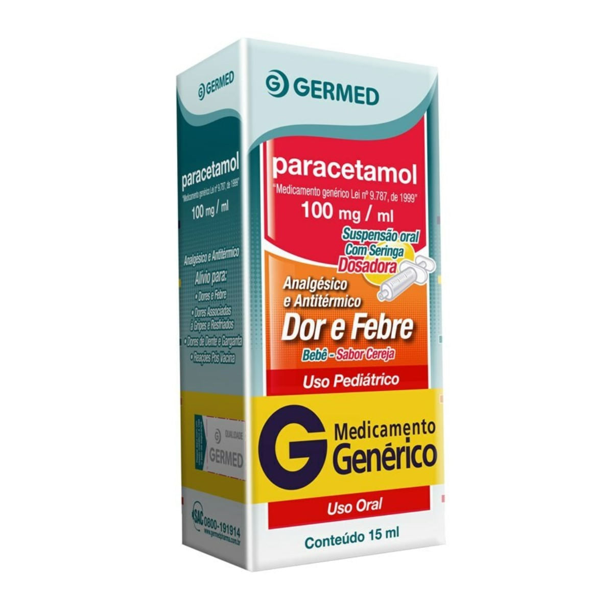 Paracetamol em Gotas Bebê Sabor Framboesa 100mg Germed 15ml