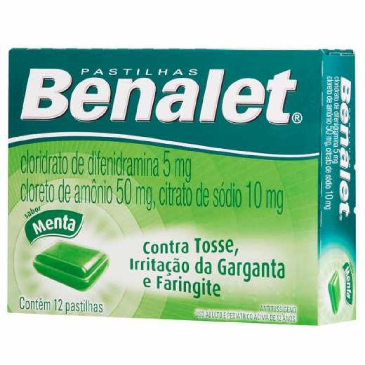 Pastilha Benalet Sabor Menta 15 Unidades