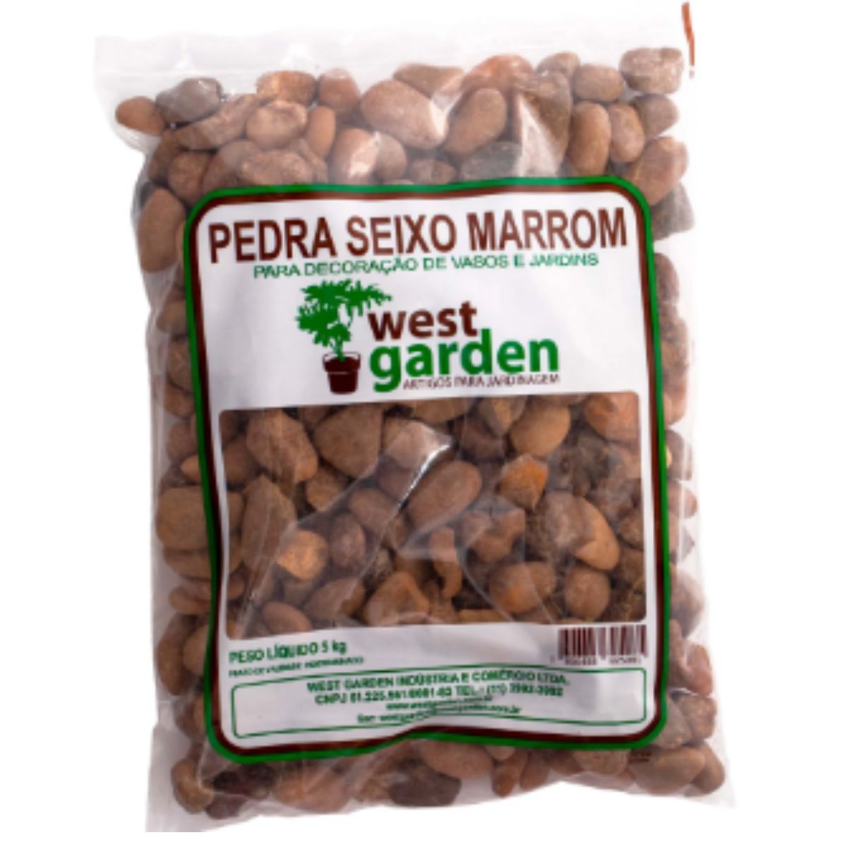 Pedra decorativa Seixo 5kg Marrom West Garden