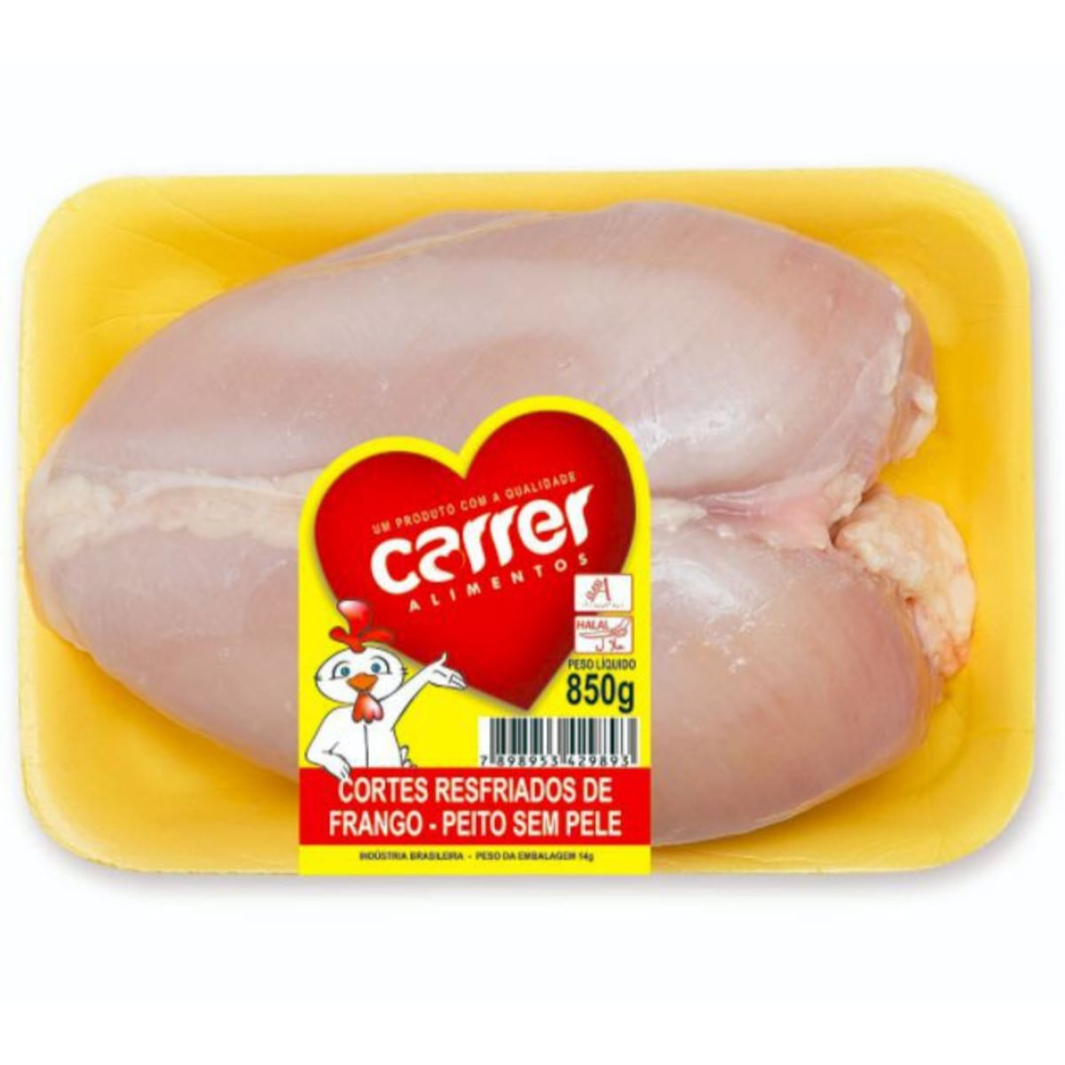 Peito de Frango Sem Pele Carrer Bandeja 850g