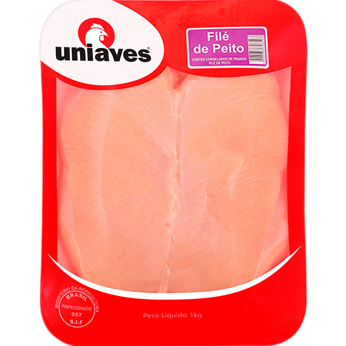 Filé de Peito de Frango Congelado sem Osso sem Pele Uniaves 1 Kg