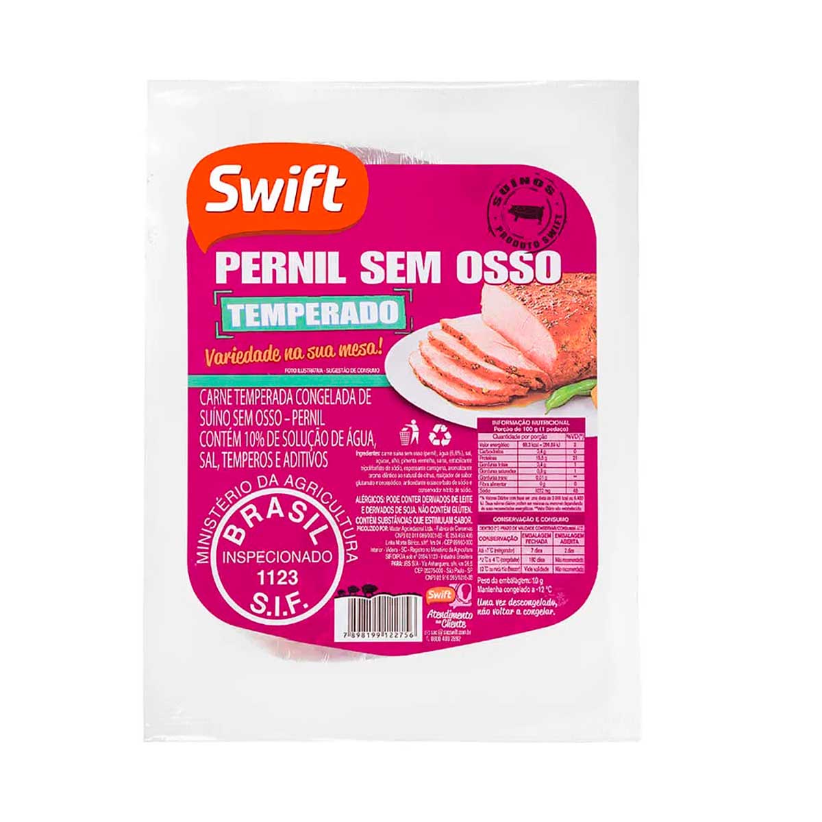 Pernil Suíno Temperado sem Osso Congelado Swift 850 g