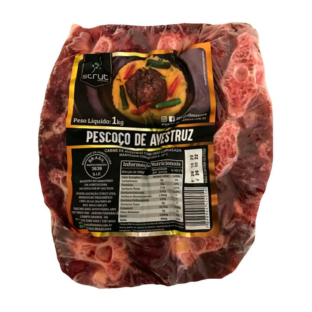 Pescoço de Avestruz Congelado Piveta 1 Kg