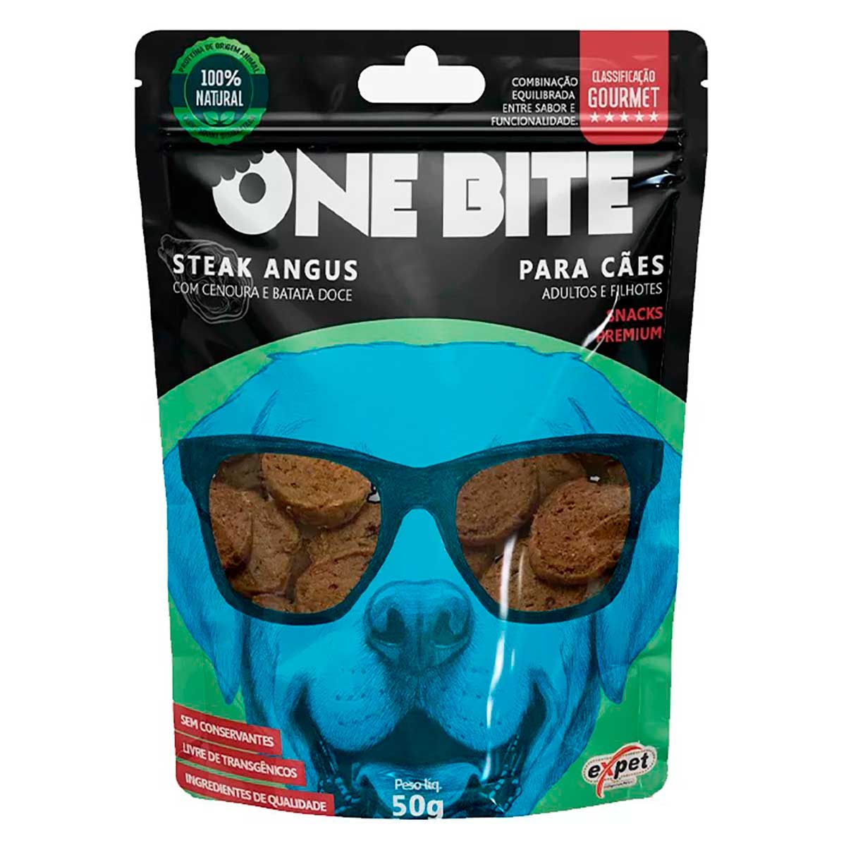 Petisco para Cães Adultos e Filhotes One Bite Sabor Angus com Cenoura e Batata Doce 50g