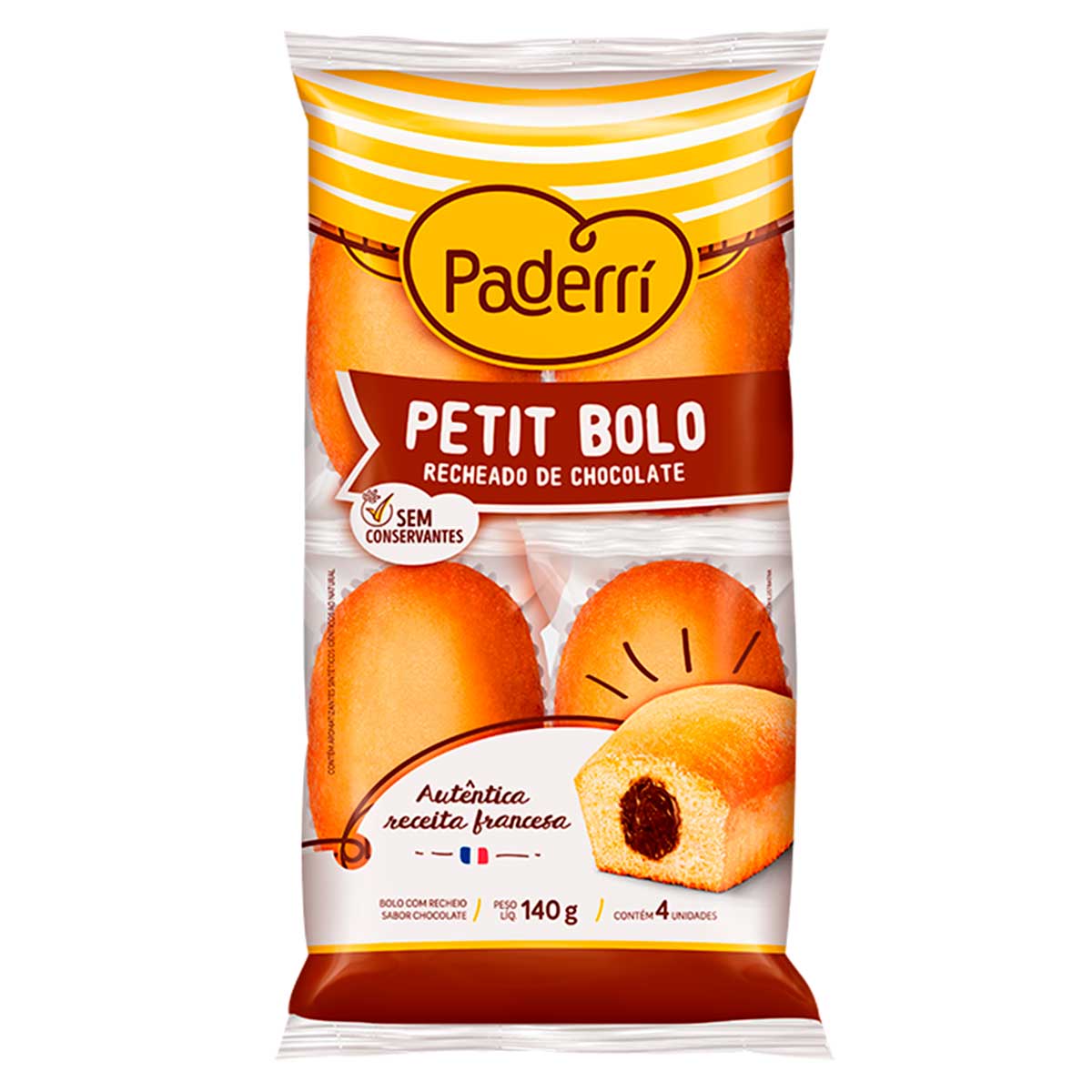 Petit Bolo Paderri Chocolate Pacote 140 g