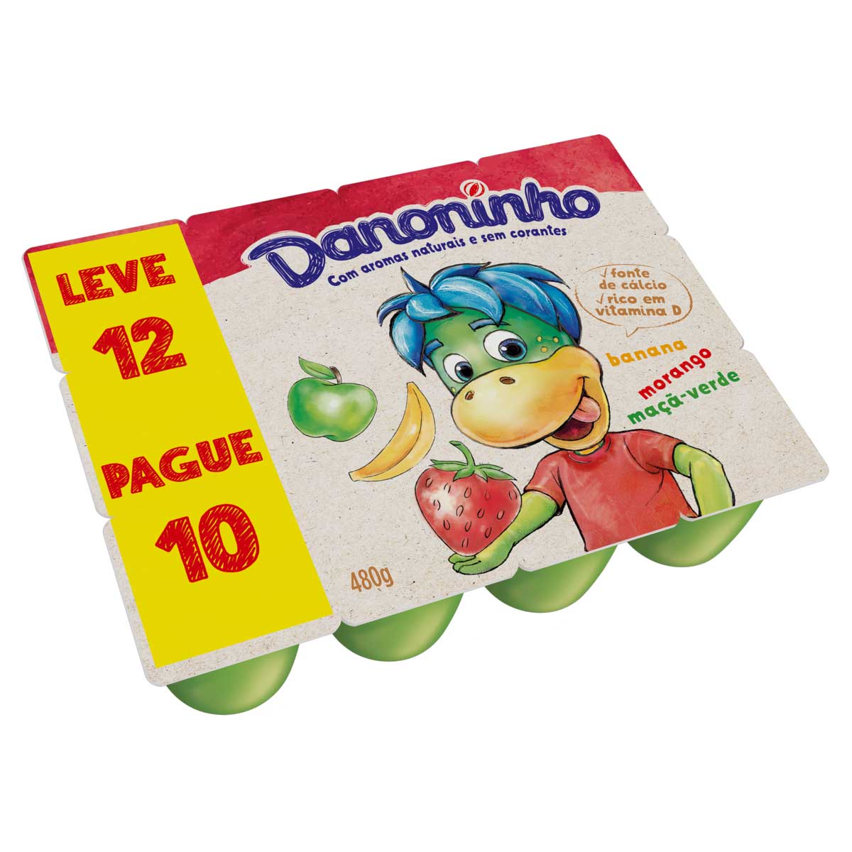 Petit Suisse Danoninho Morango Banana e Maça Verde 480 g Leve 12 Pague 10 unid