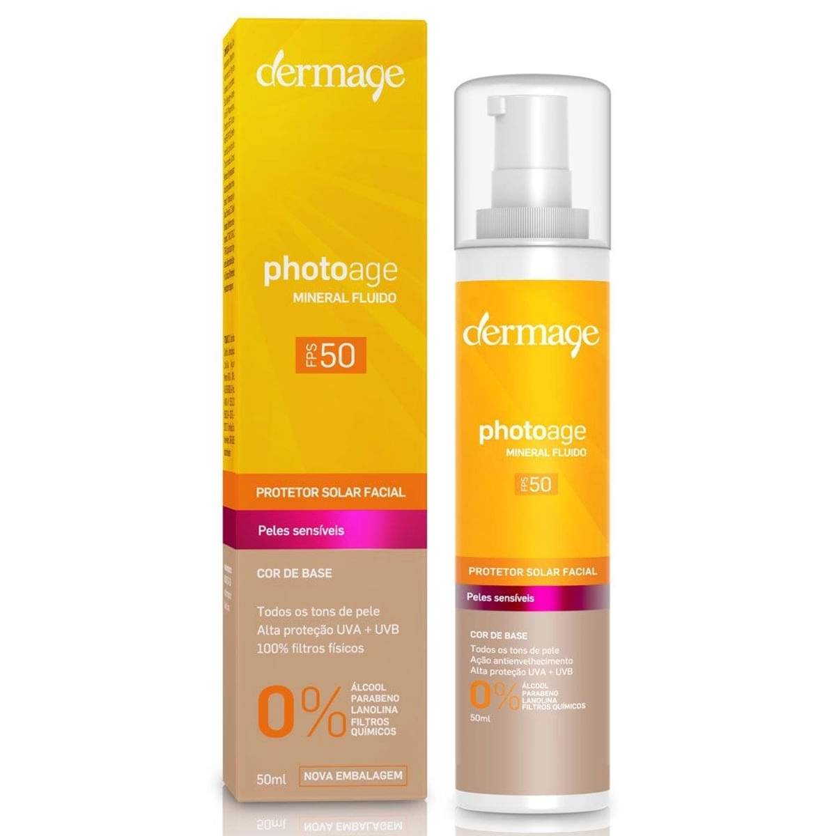 Protetor Solar Facial Fps 50 Photoage Mineral Fluido 50 Ml