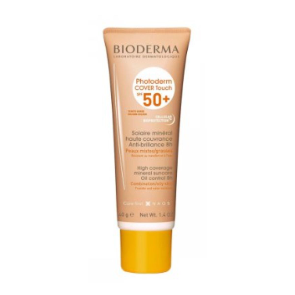 Protetor Solar Facial Bioderma Photoderm Cover Touch FPS 50 Pele Oleosa a Acneica Cor Dourada com 40 ml