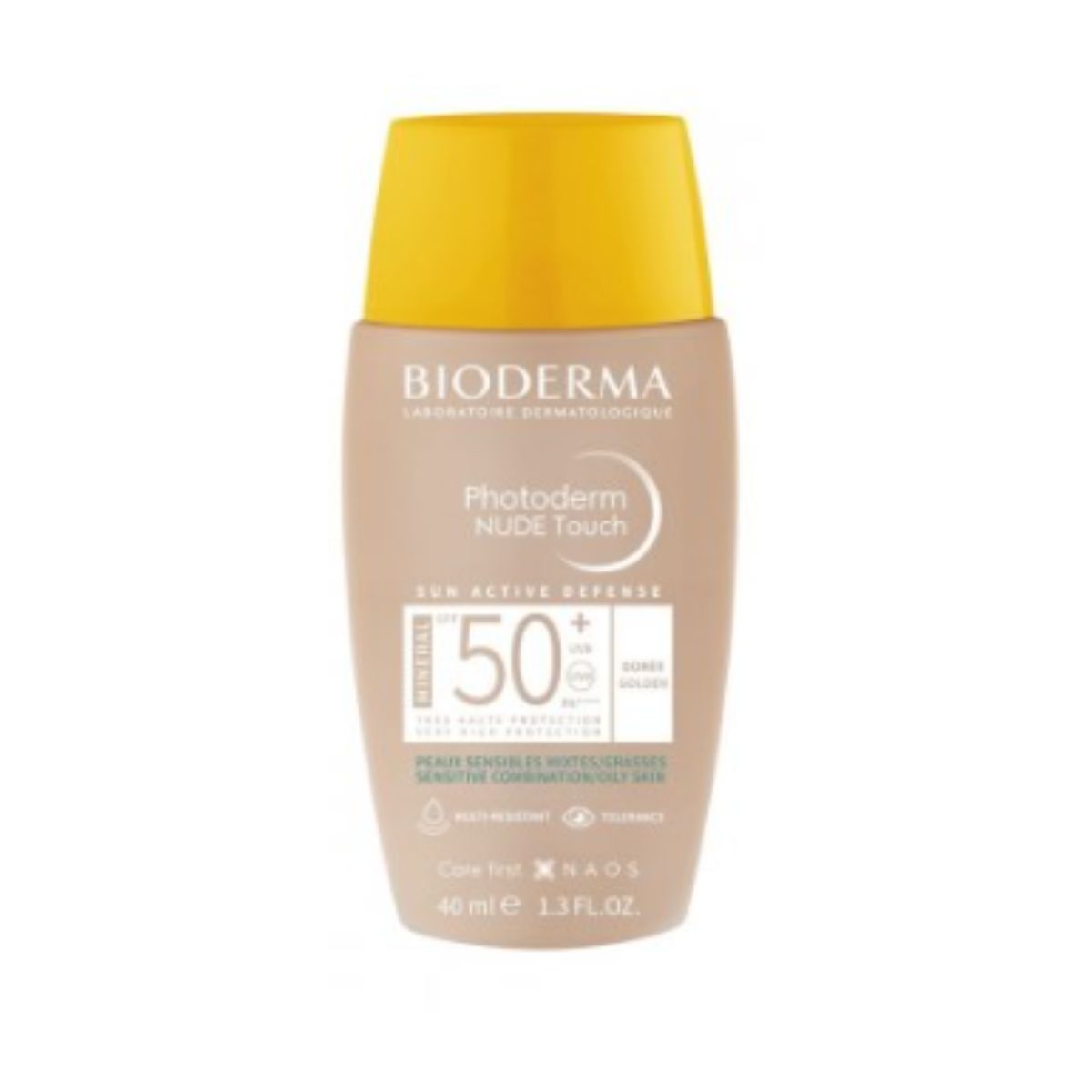 Protetor Solar Facial Bioderma Photoderm Nude Touch Dourado FPS 50 com 40 ml