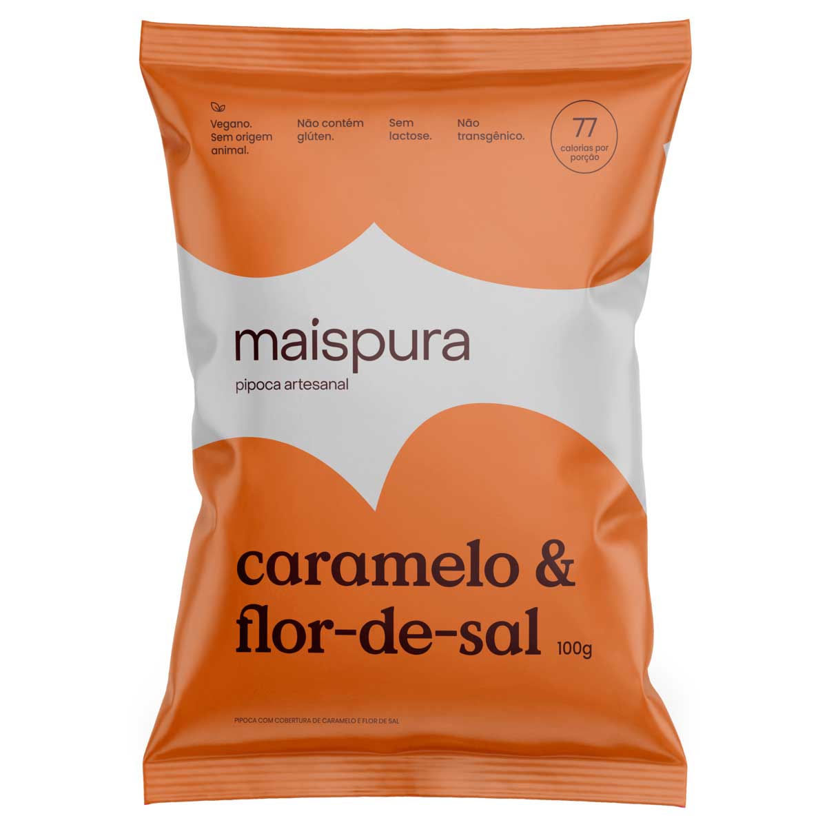 Pipoca Artesanal Caramelo &amp; Flor-de-Sal Mais Pura Pacote 100g