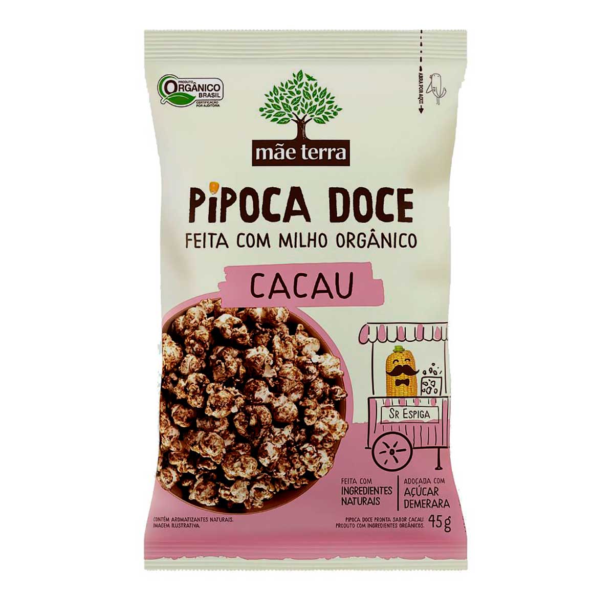 Pipoca Doce Pronta Orgânica Mãe Terra NuPoca Cacau 45g