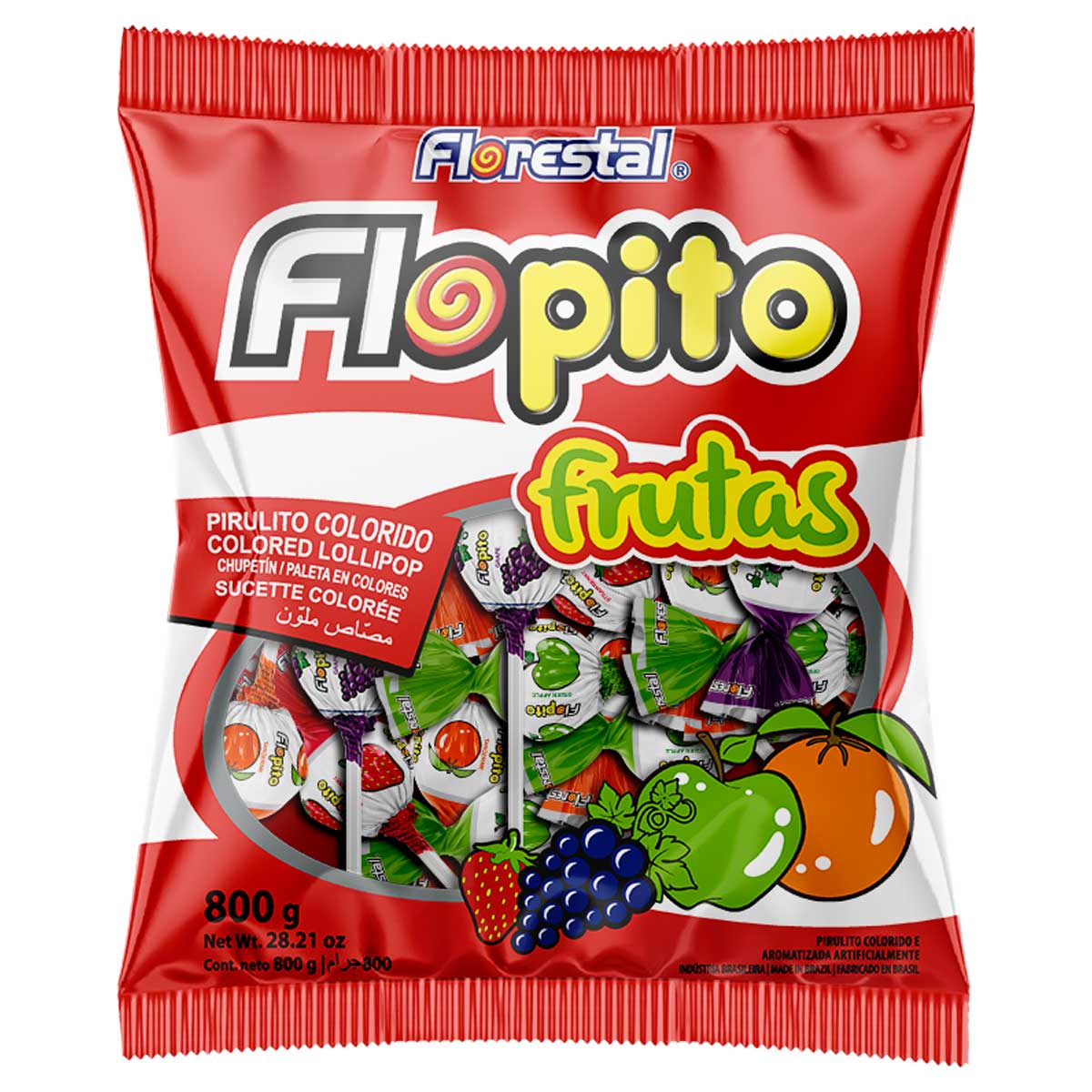 Pirulito Sabor Frutas Flopito com 16 Undades