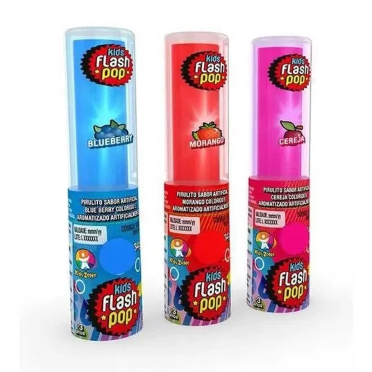 Pirulito Kids Zone Flash Pop 33g Sabores