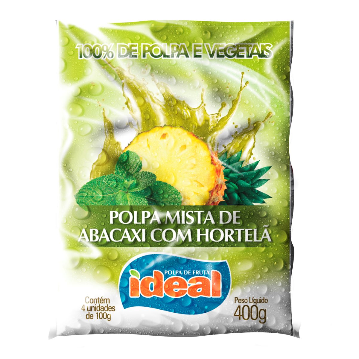 Polpa de Abacaxi com Hortelã Polpa Ideal 400 g