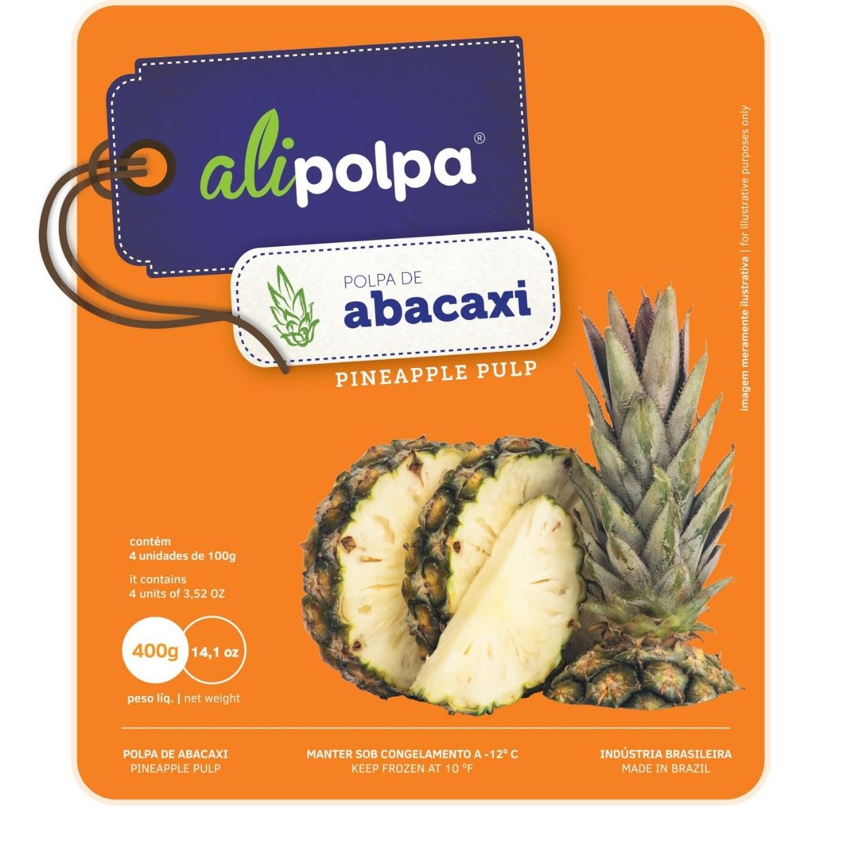 Polpa De Fruta Abacaxi Ali Polpa 400 g